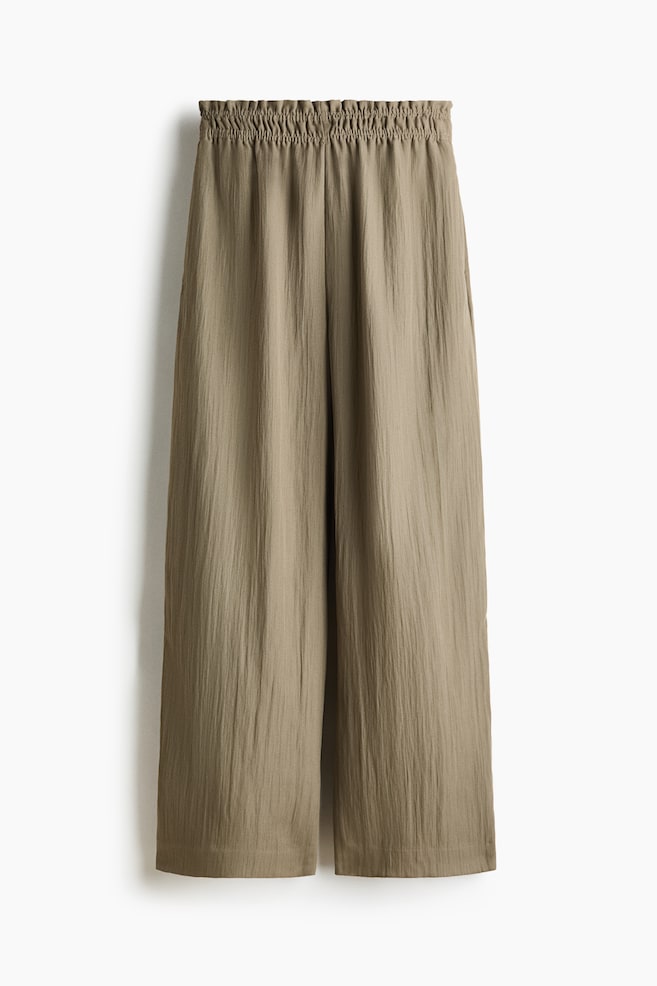 Wide frill-trimmed trousers - Olive green - 1