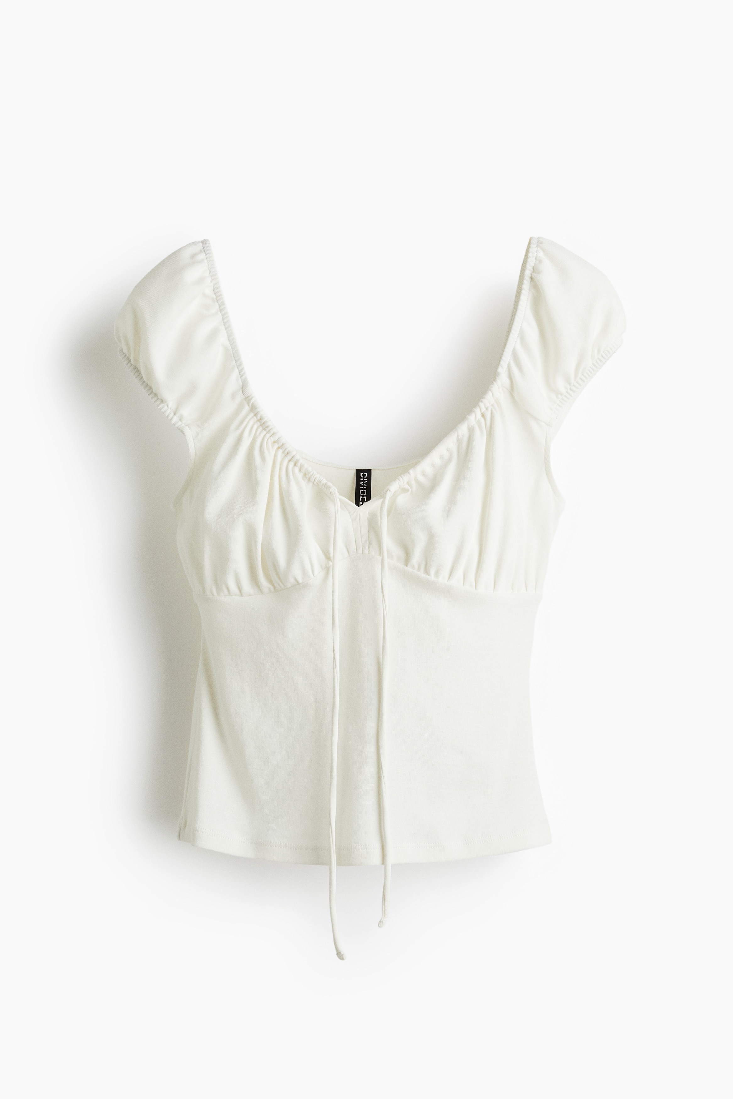 Drawstring-detail top - White/Pink