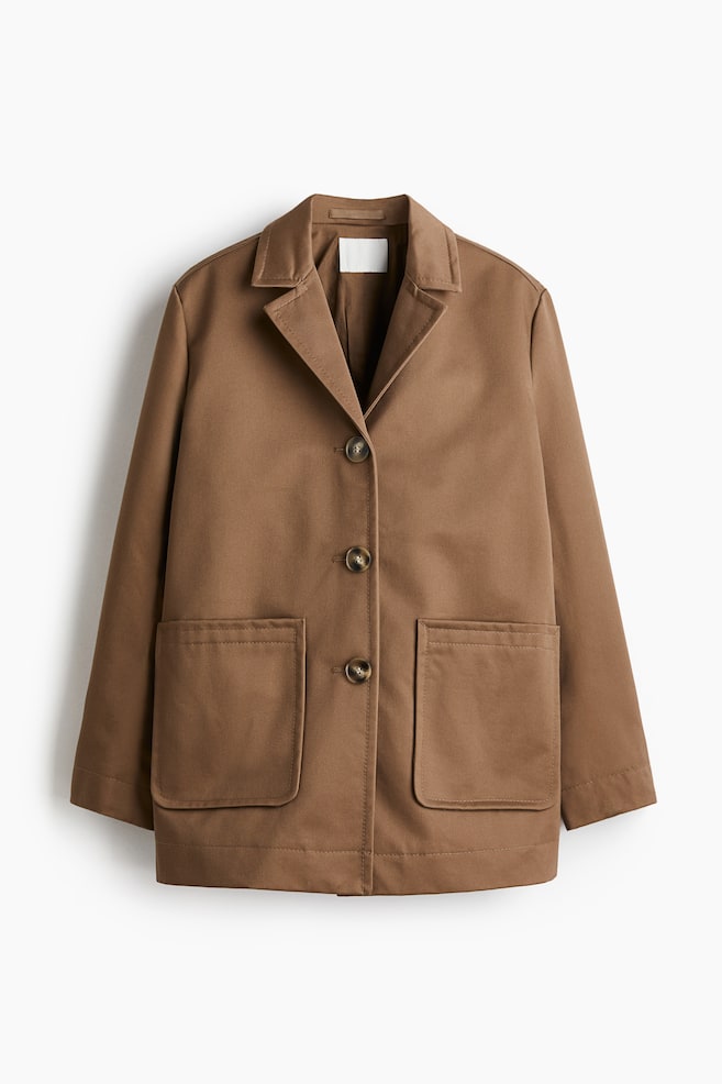 Oversized Twill Jacket - Dark beige - 1