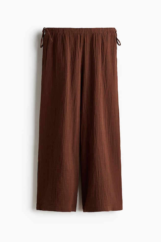 Drawstring-Detail Muslin Pants - Brown/Cream/Light beige/striped - 1