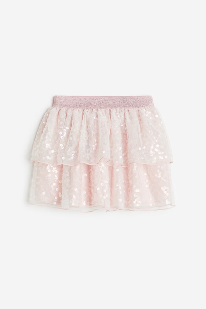 Gonna in tulle con paillettes - Rosa polvere/Bianco - 2