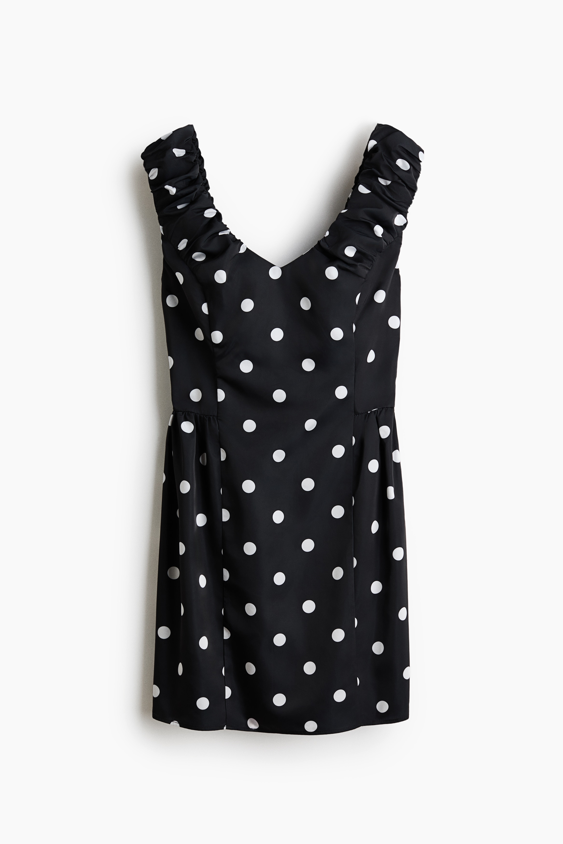V-neck dress - Black/Polka dot