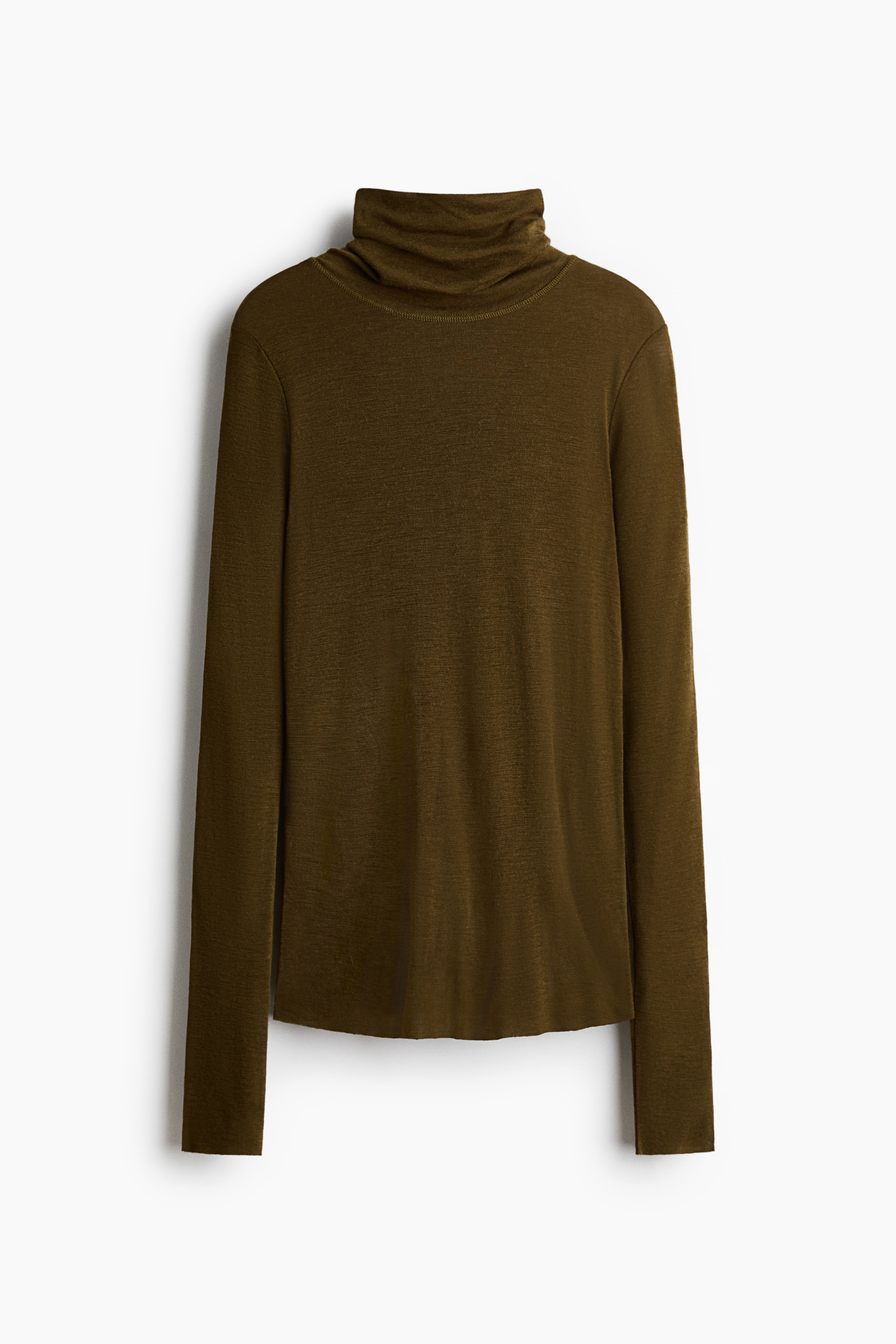 Wool Turtleneck Top - Olive green/Dark taupe melange/Gray melange/Black
