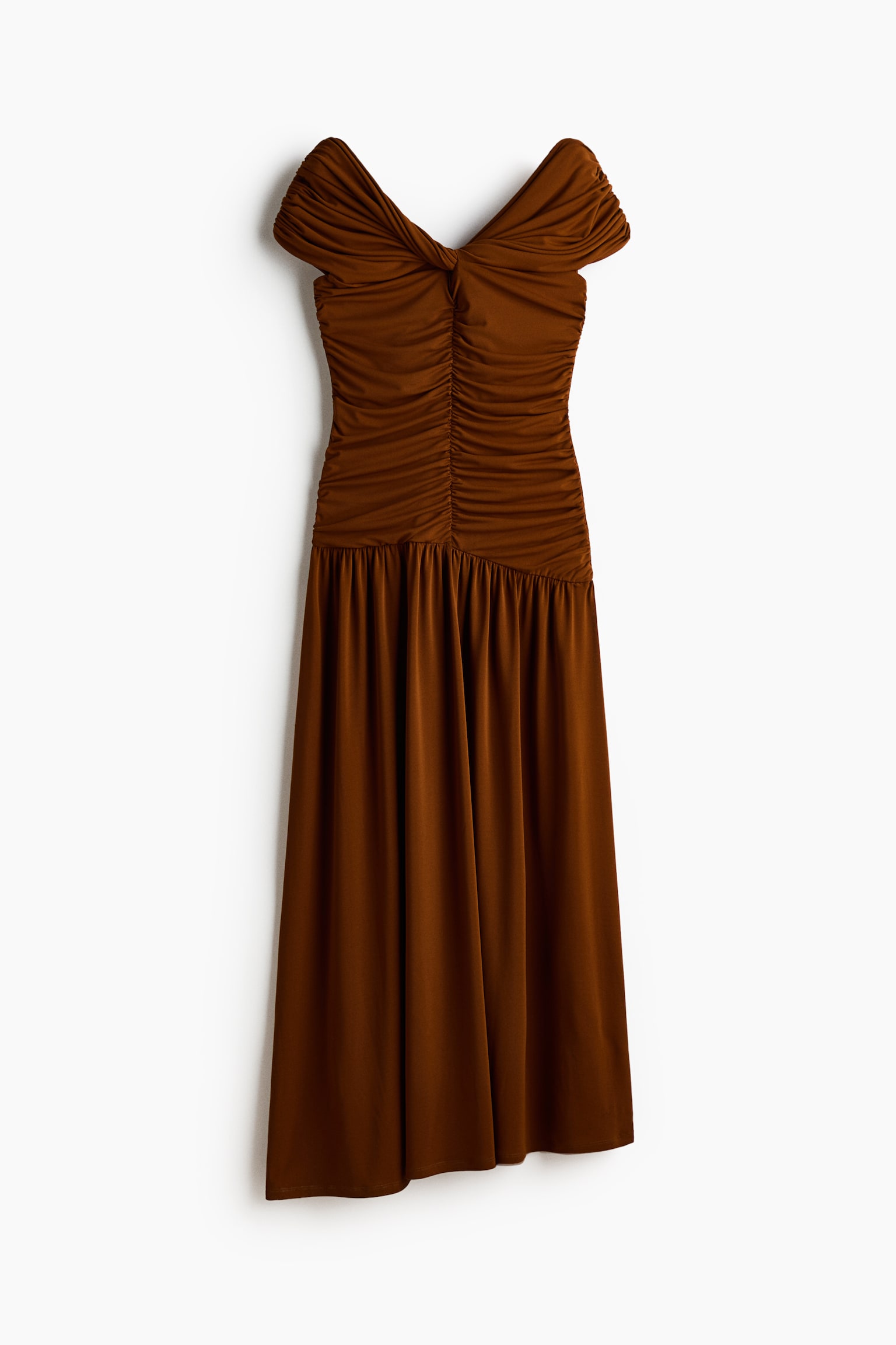 Draped off-the-shoulder dress - Brown - 1