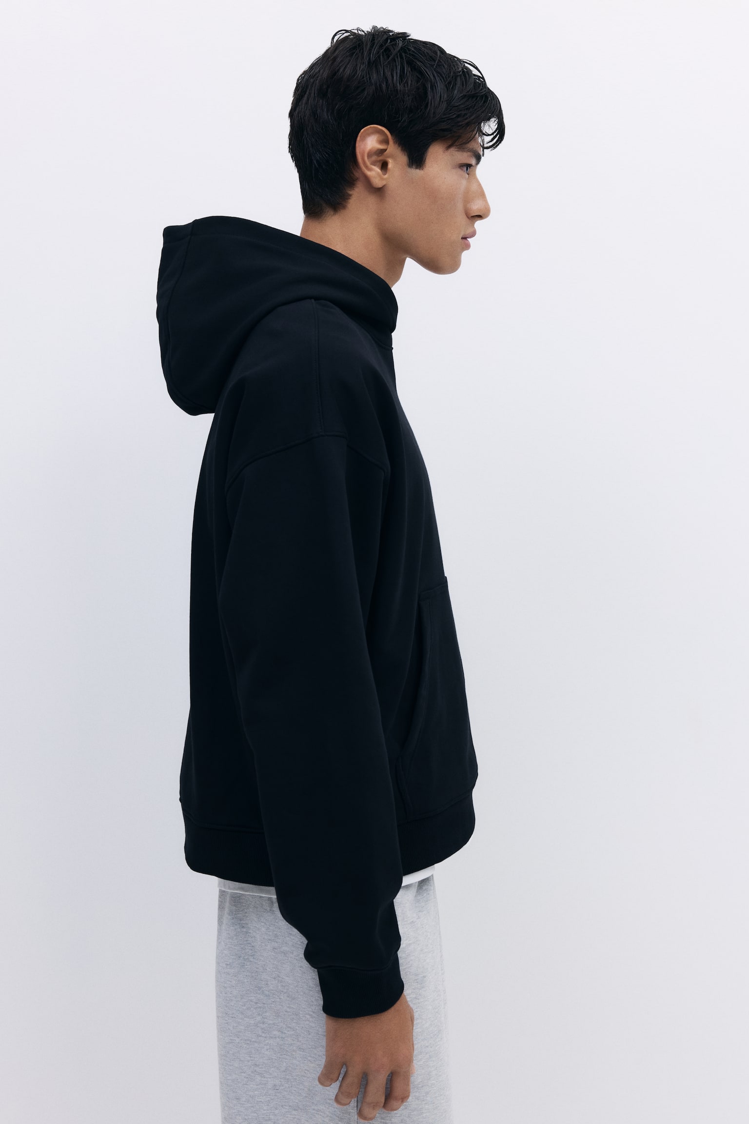 Kastiger Hoodie in Oversized Fit - Schwarz/Hellbeige/21/Hellgraumeliert - 3