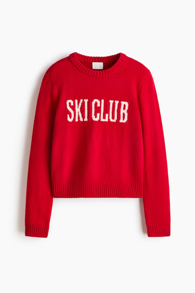 Jacquard-knit jumper - Red/Ski Club/Dark grey marl/Ski Club - 1