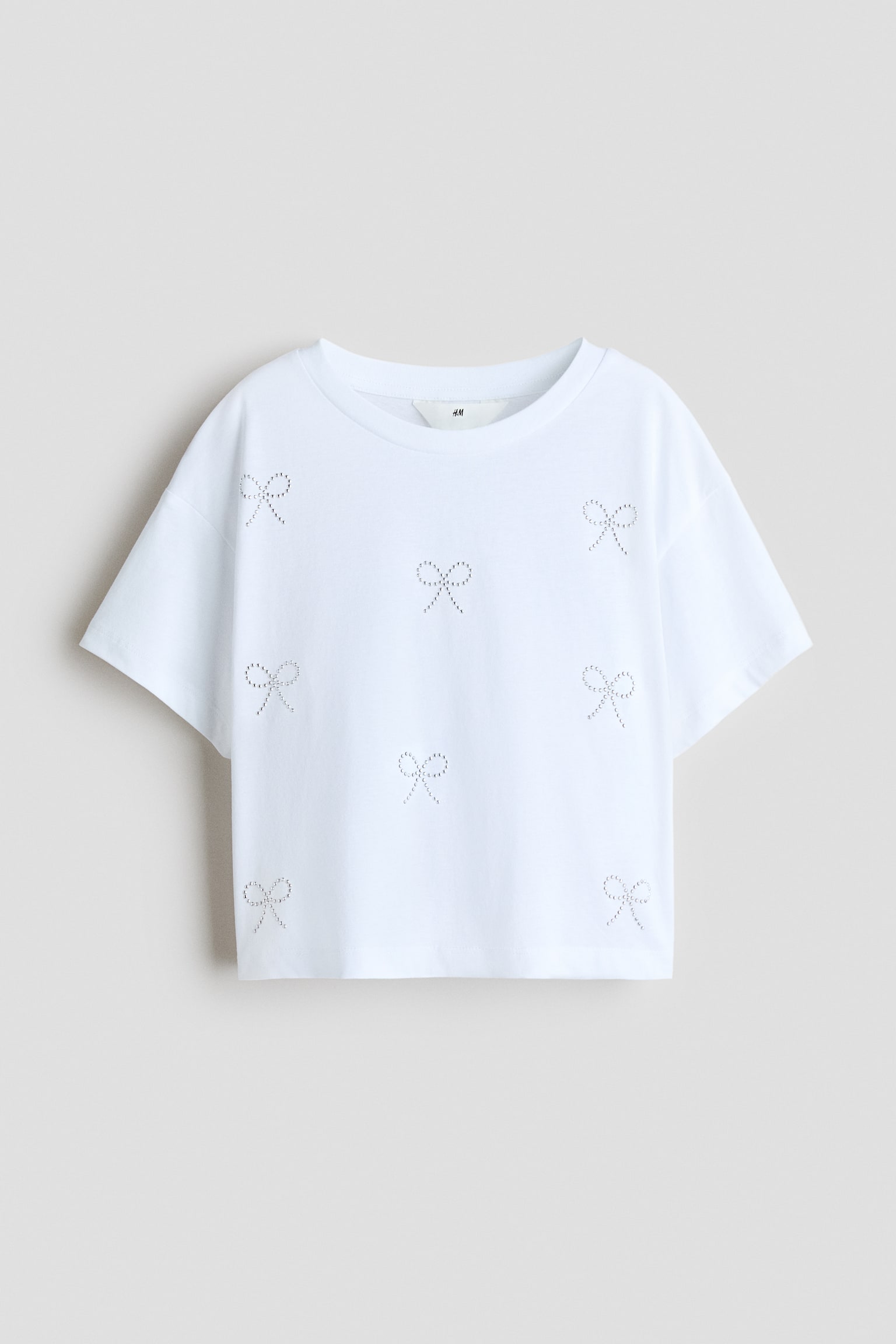 T-shirt ornementé en coton - White/Bows/Violet ancien/étoiles