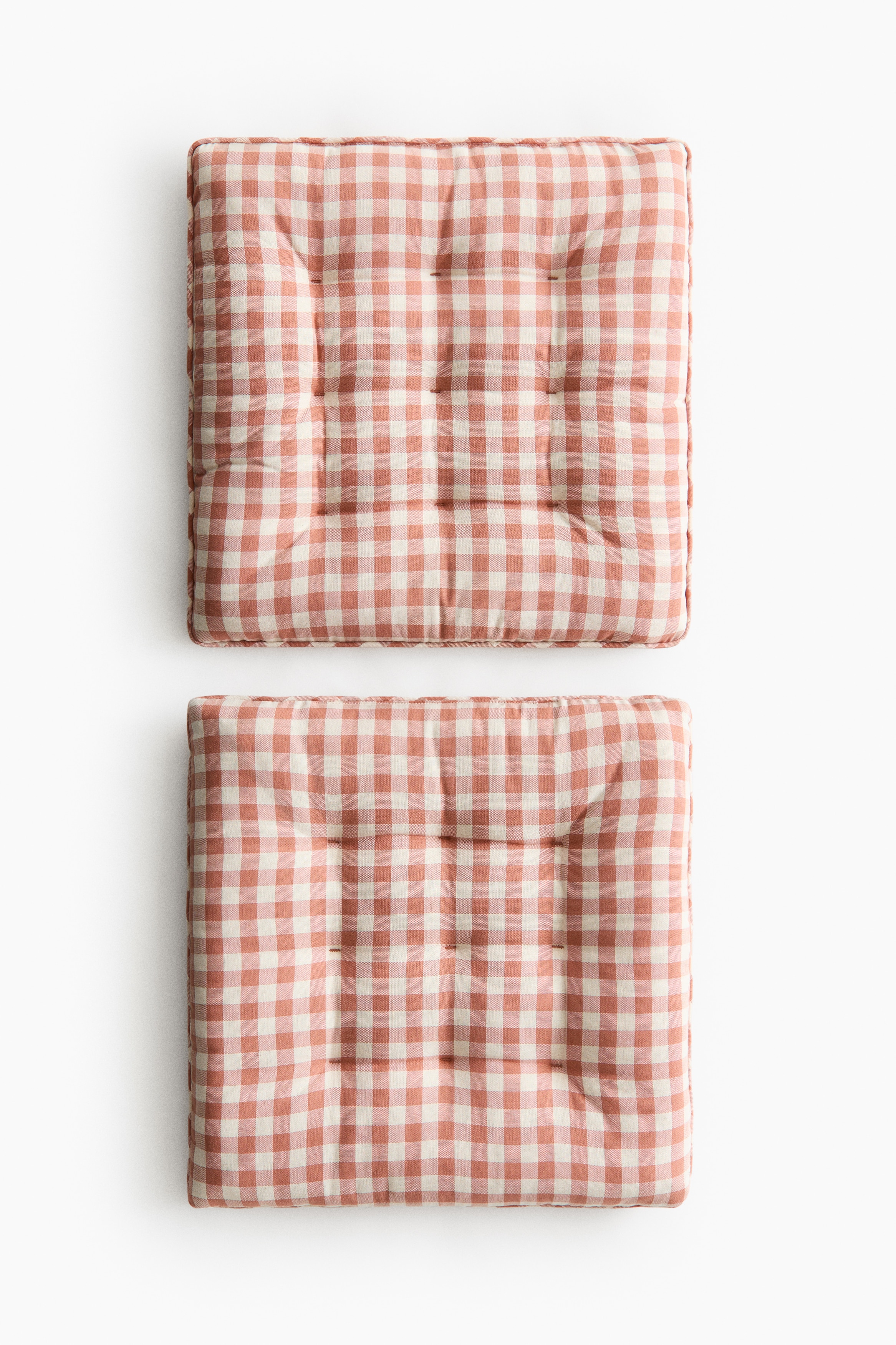 2-Pack Cotton Seat Cushions - Rust red/gingham/Beige/gingham/Yellow/gingham/Dark brown/gingham/Khaki green/gingham