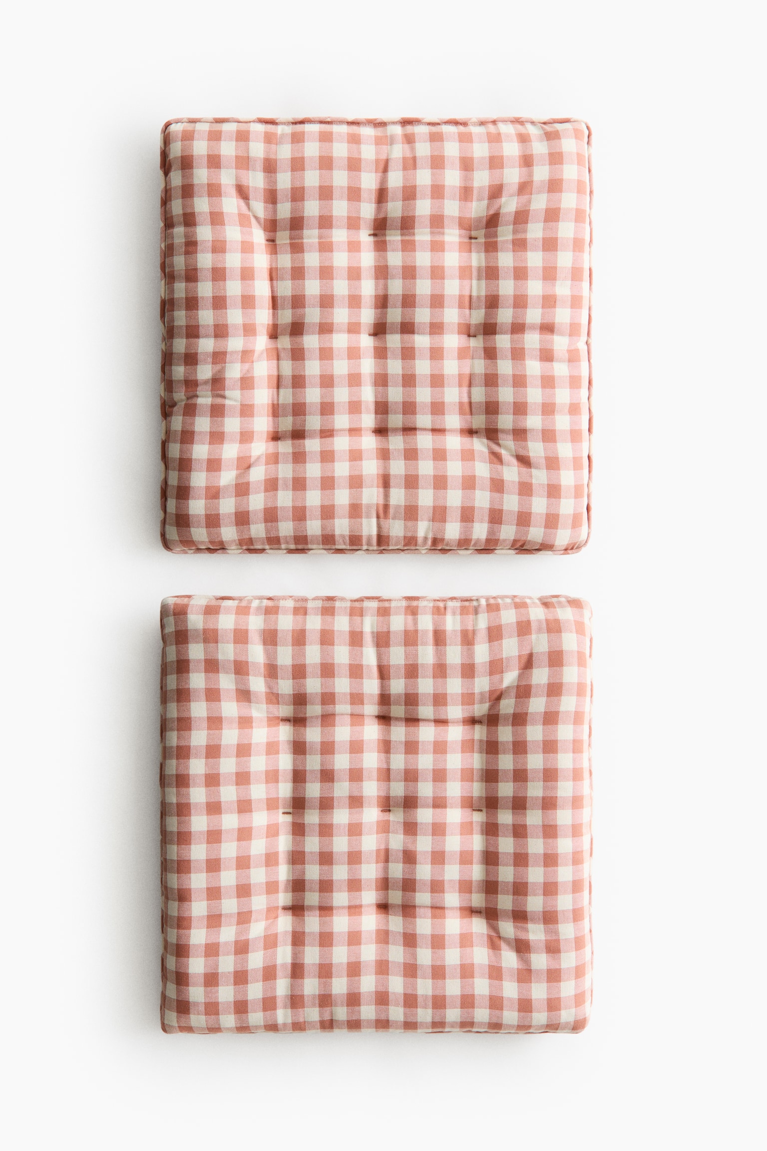 2-pack cotton seat cushions - Rust red/Gingham check/Dark brown/Gingham check/Beige/Gingham check/Khaki green/Gingham check/Yellow/Gingham check - 1