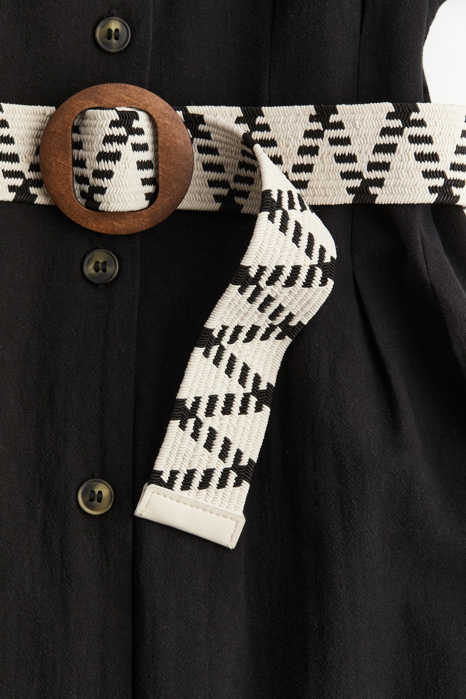 Robe chemise avec ceinture - Noir/Blanc/motif bleu/Noir/motif feuilles/Blanc/Vert kaki foncé/Blanc/fleuri - 4