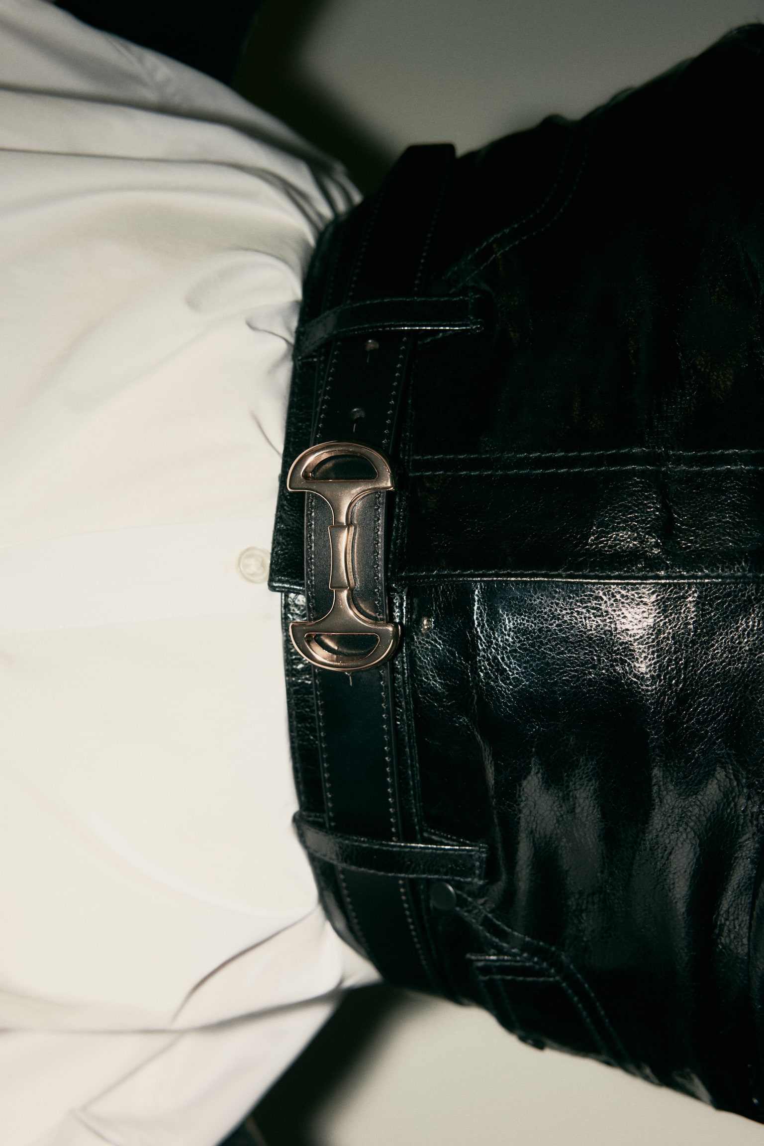 Leather belt - Black/Dark brown - 3