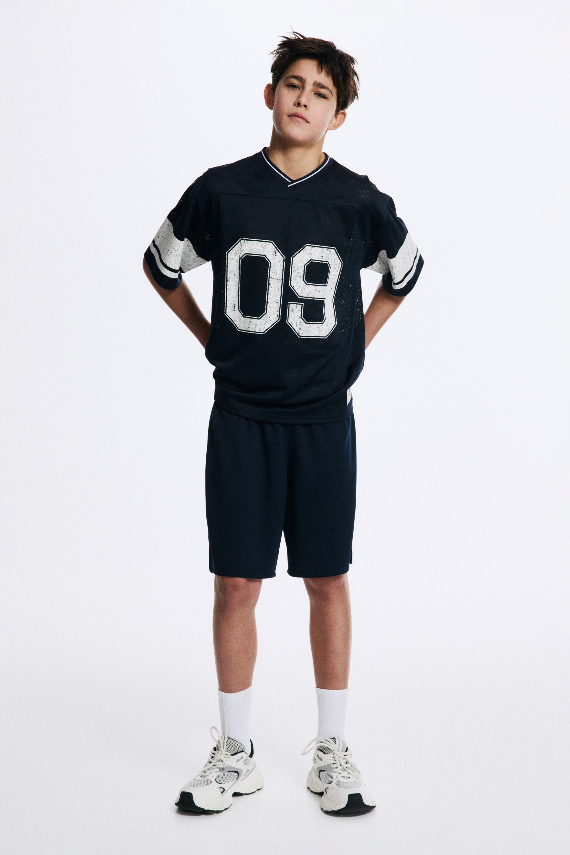 2-delt mønstret treningssett med DryMove™ - Mørk blå/09/Mørk rød/09