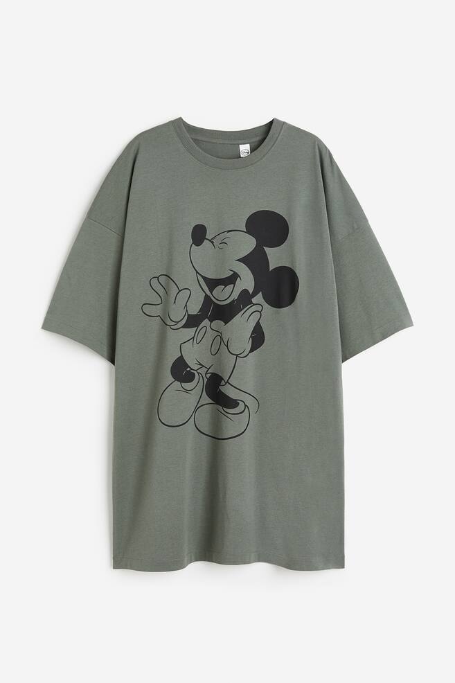 Oversized printed nightdress - Dusky green/Mickey Mouse/Grey marl/Snoopy - 2