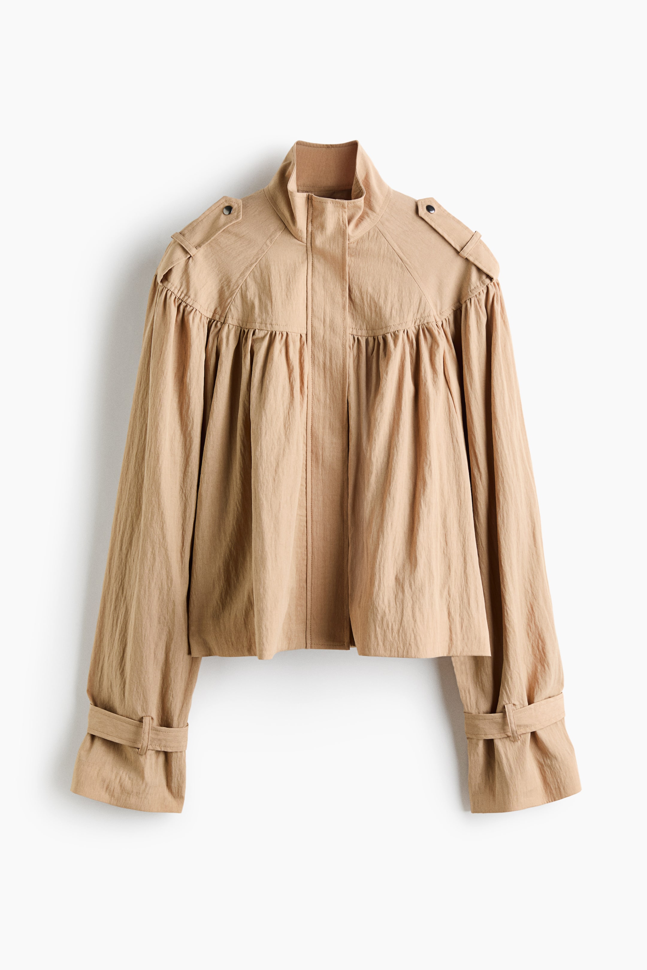 View larger image: Crinkled funnel-collar jacket - Dusty beige - Ladies | H&M 1