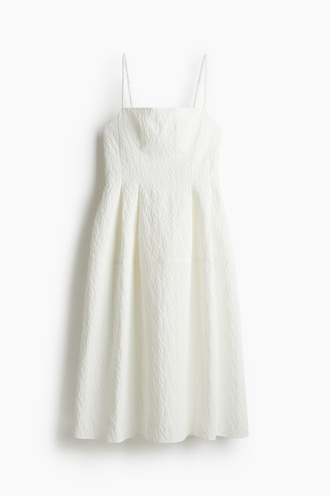 Robe en tissu jacquard - Blanc/Noir/Bordeaux - 1