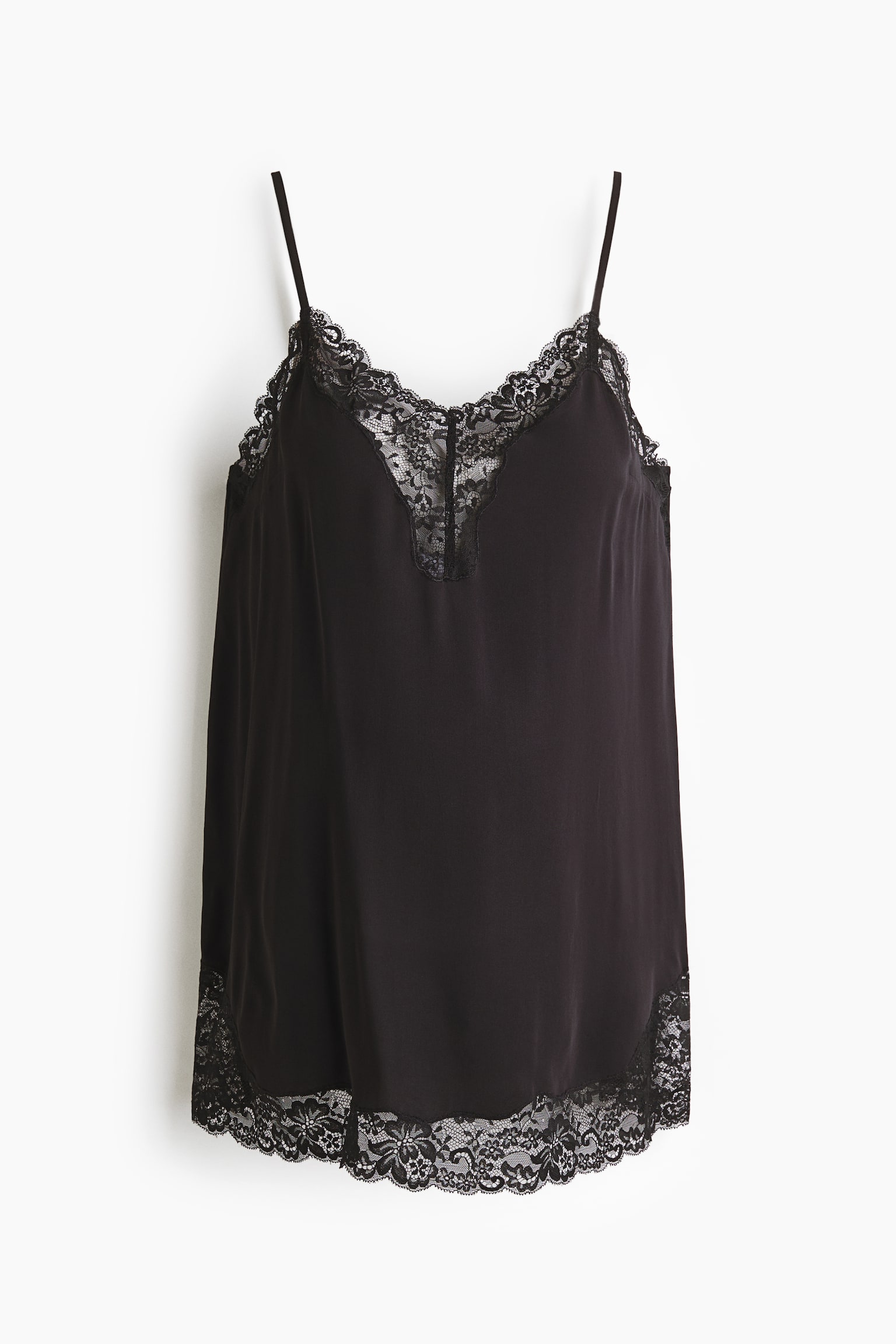MAMA Lace-trimmed strappy top - Black/Powder pink - 1
