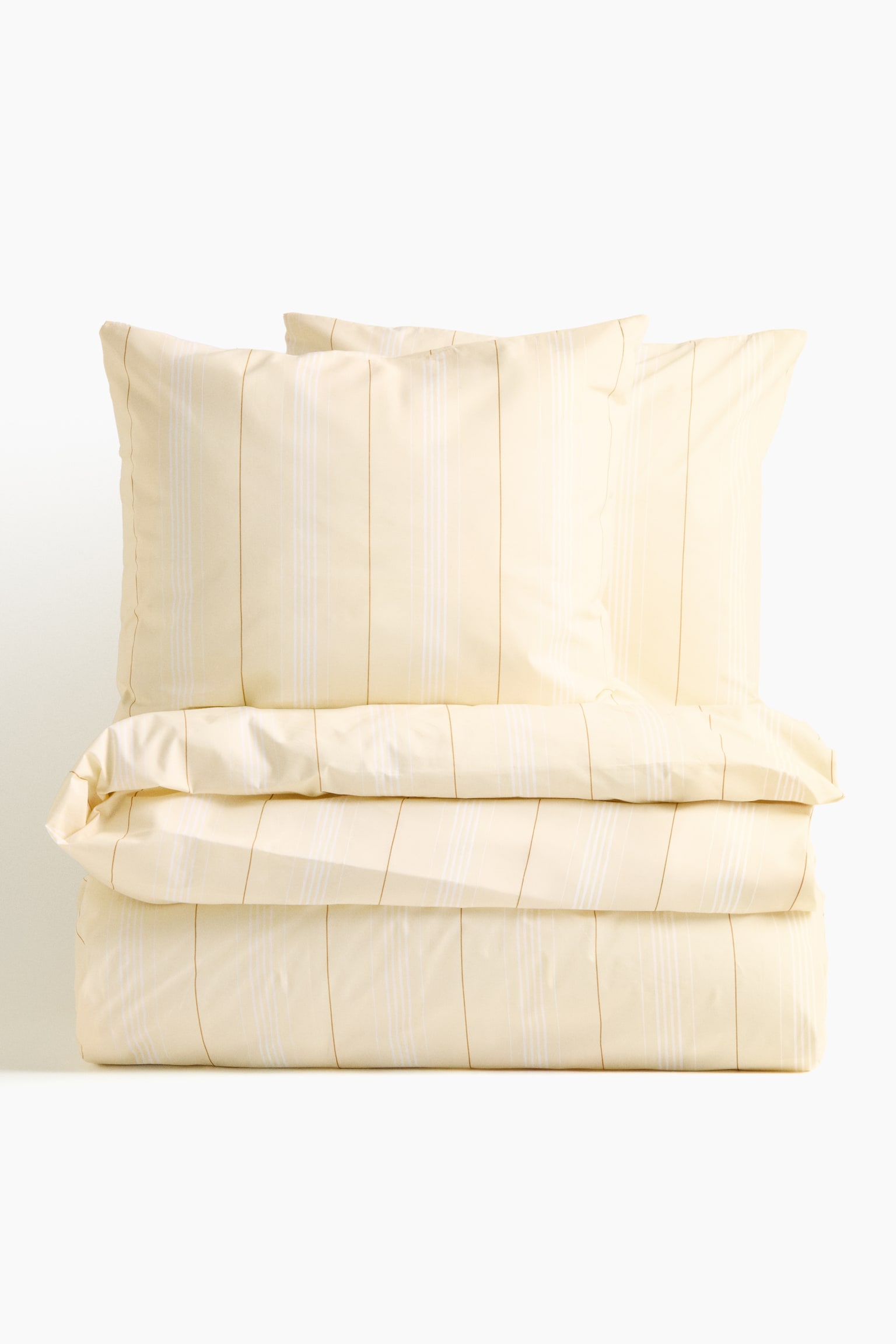 Set de husă pilotă din percal pentru două persoane - Galben-deschis/dungi/Albastru-deschis/dungi/Verde/dungi/Roz-deschis/dungi