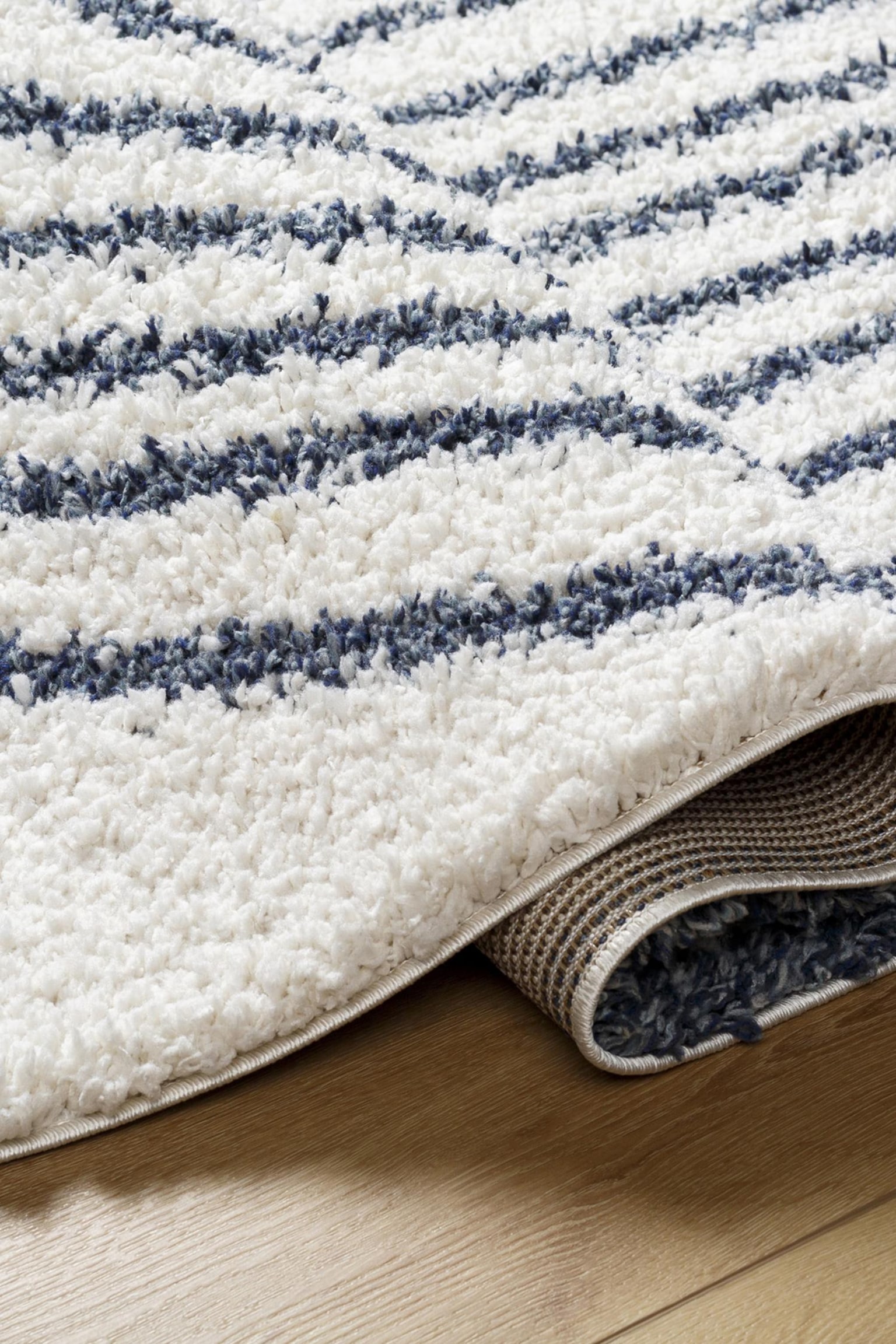 Pihu Modern Shaggy Area Rug - Ivory, Blue - 5