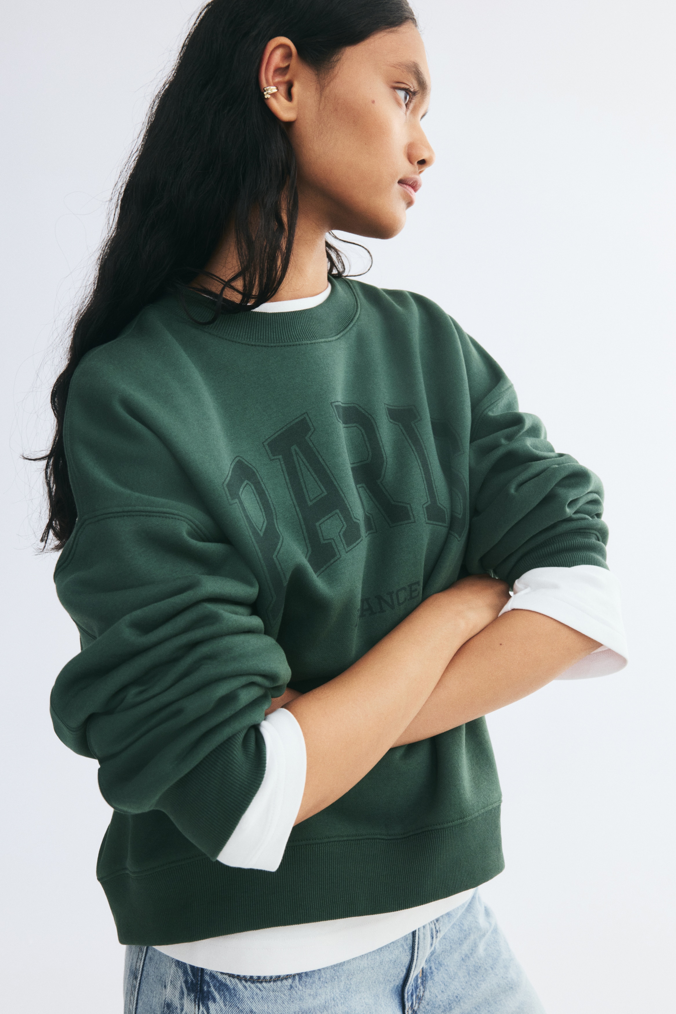 Print-motif sweatshirt - Green/Paris/Dark brown/Light grey marl/Burgundy/Plum purple/Navy blue/Dark grey/Sport Club