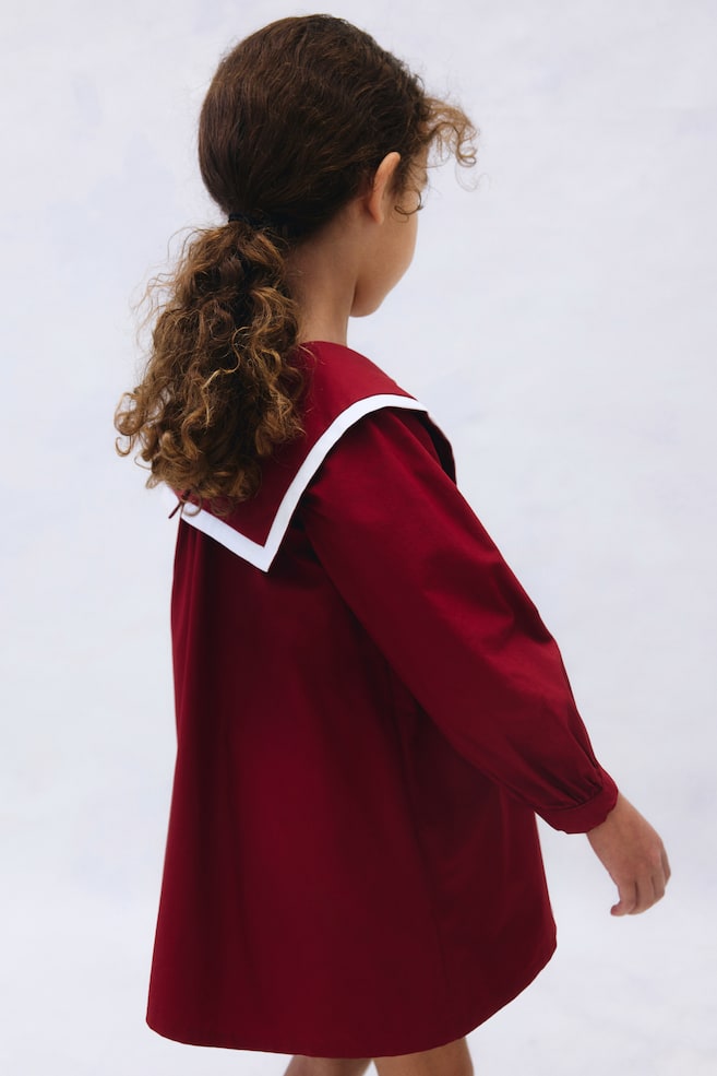 Cotton Sailor Dress-Red/white - 3