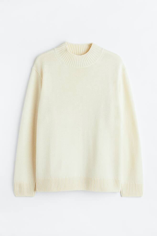 Pullover aus Wollmischung Regular Fit - Cremefarben/Dunkelbraun - 1