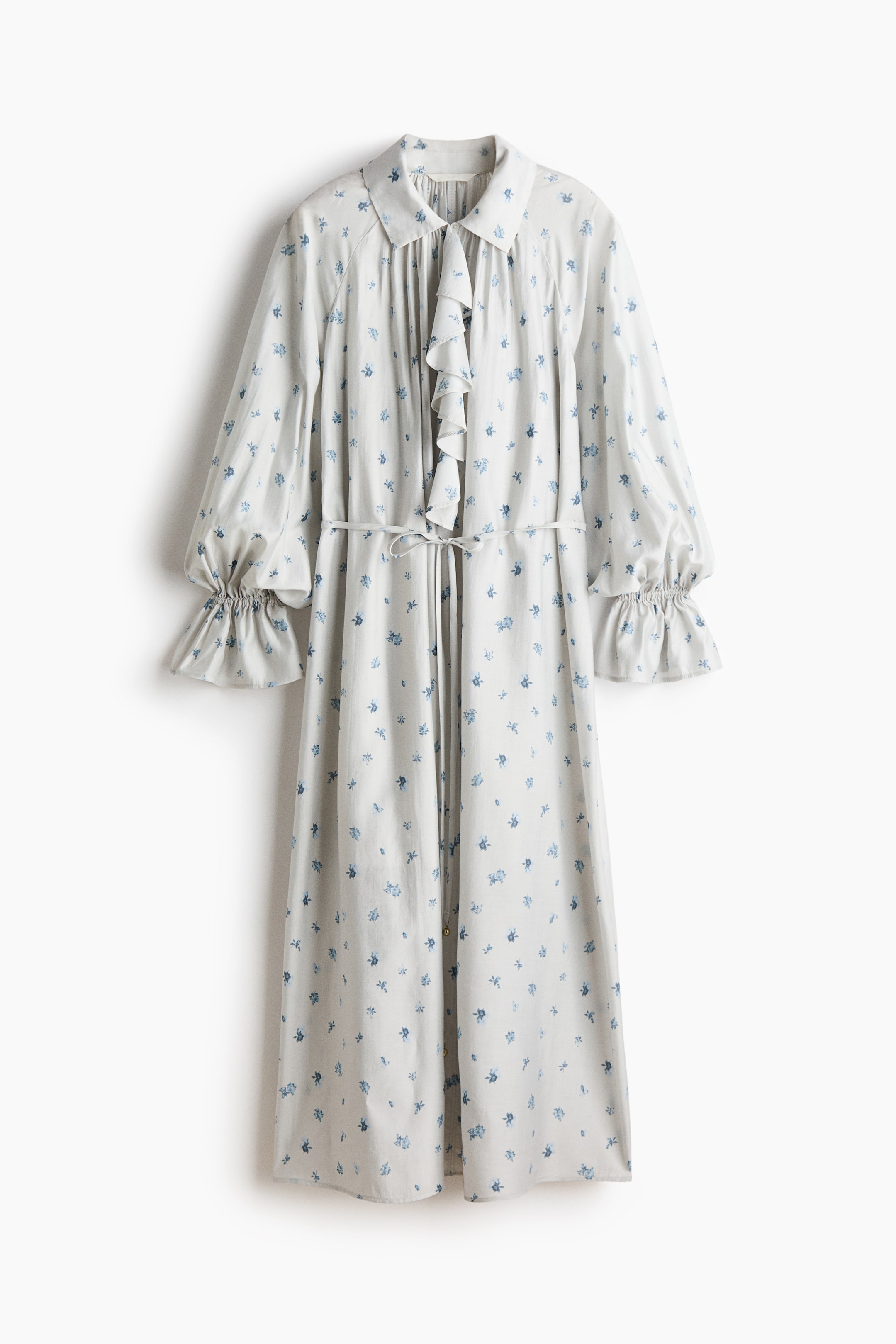View larger image: Flounced viscose-blend dress - Pale blue/Floral - Ladies | H&M 1