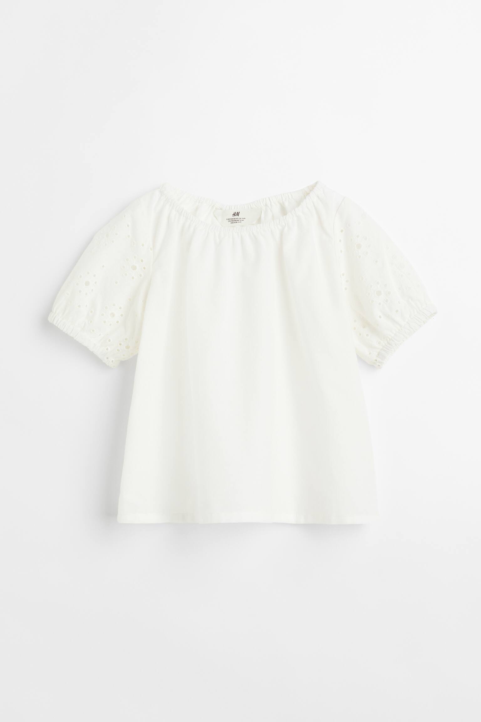 Broderie anglaise-sleeved blouse - Natural white