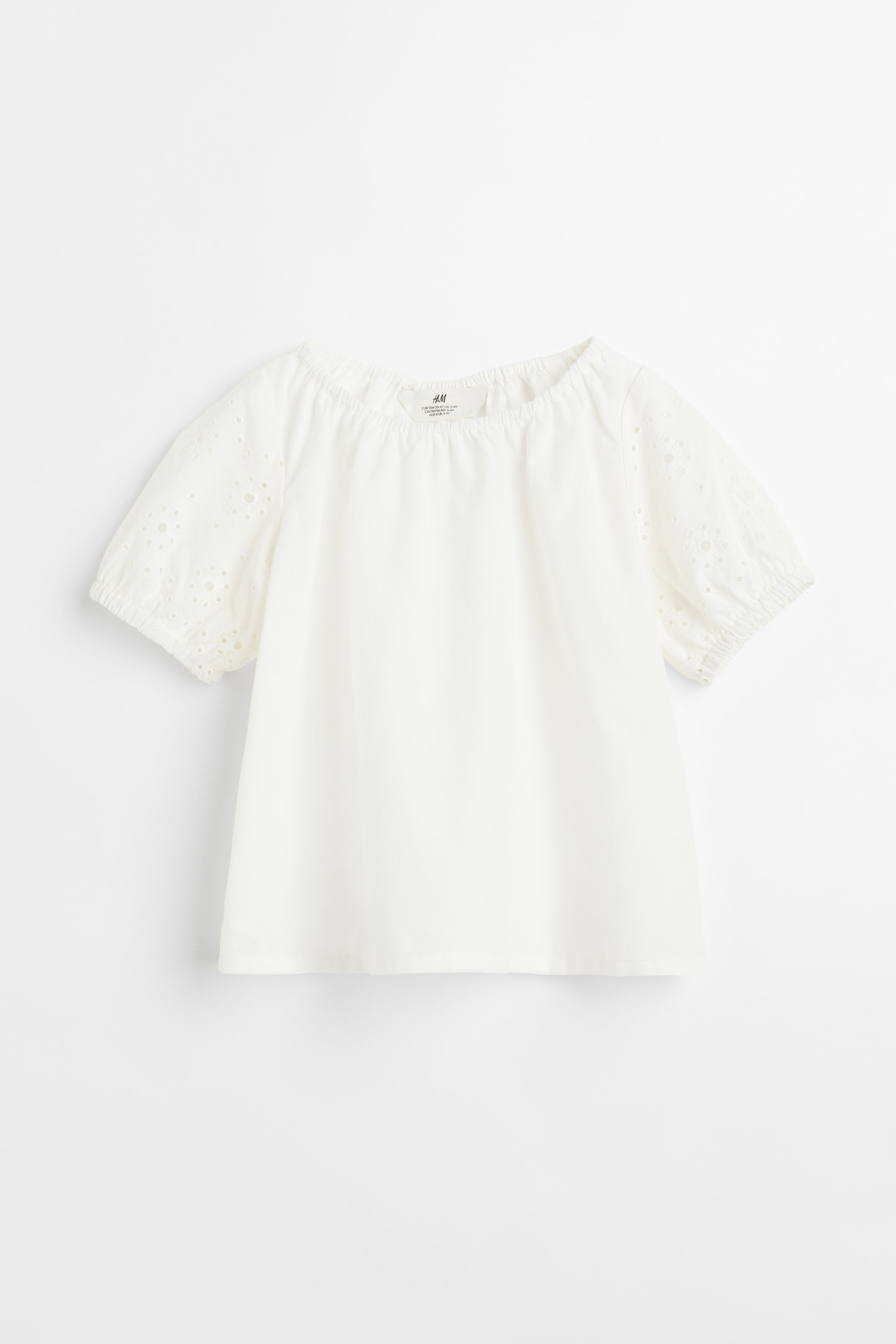 View larger image: Broderie anglaise-sleeved blouse - Natural white - Kids | H&M IN 1