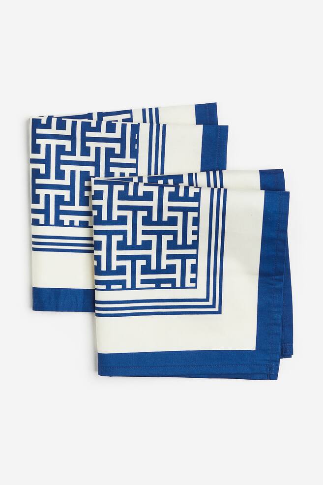 2-pack cotton sateen napkins - Dark blue/Patterned/Greige/Patterned/Green/Patterned - 5