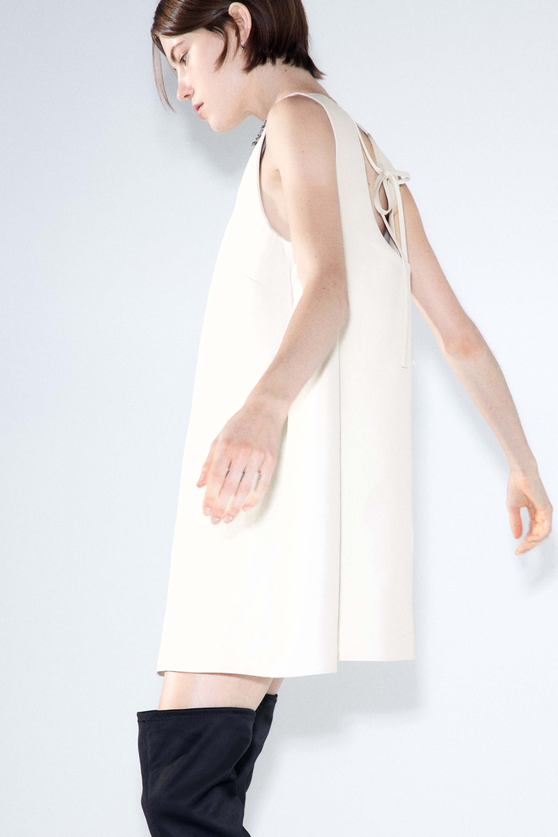 View larger image: Embellished A-Line Dress - Cream - Ladies | H&M US 5