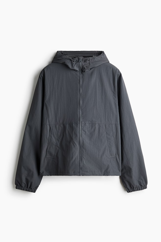 Water-repellent nylon windbreaker - Dark grey/Dark khaki green - 1