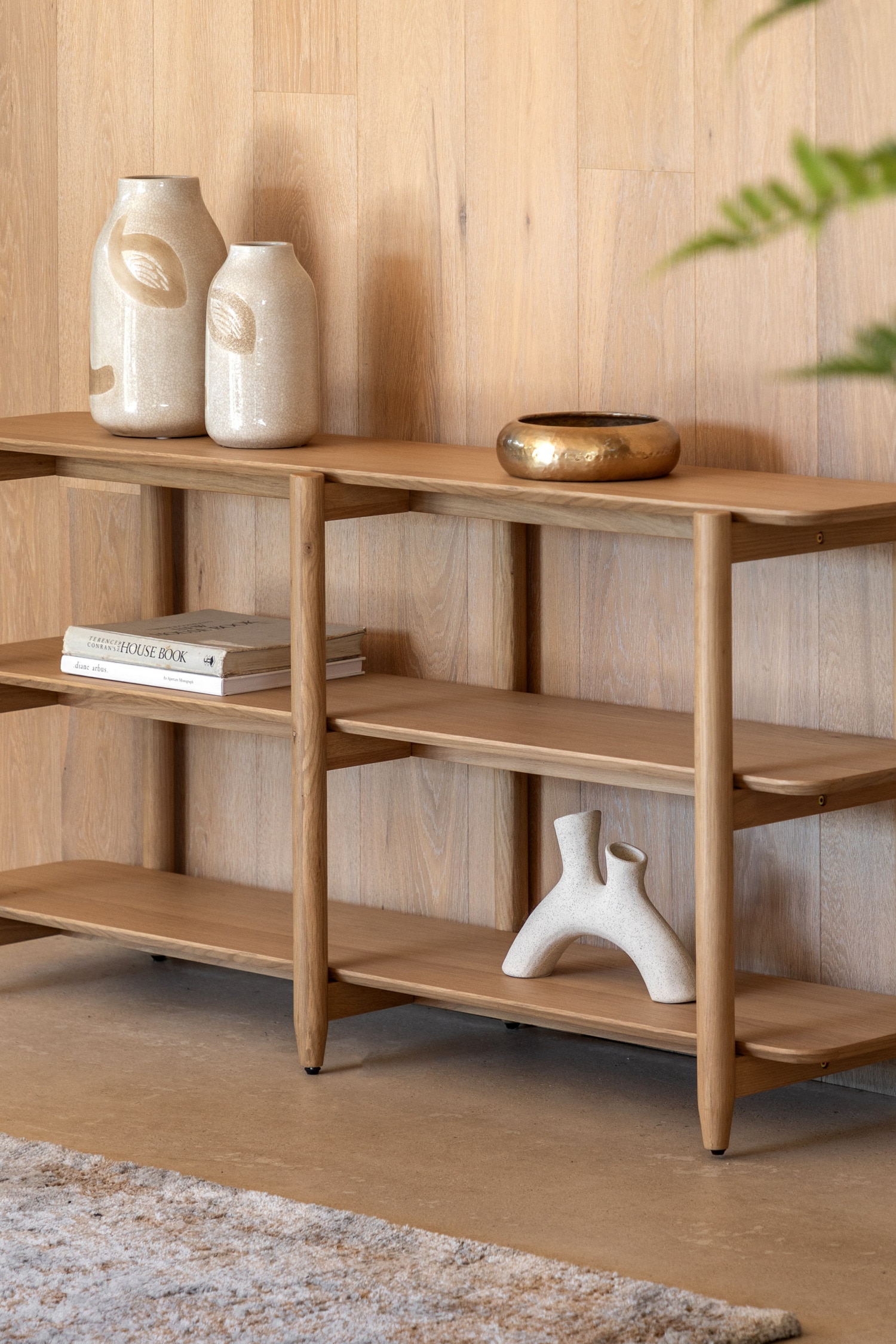 Wood Veneer Display Shelves - Wide - Natural