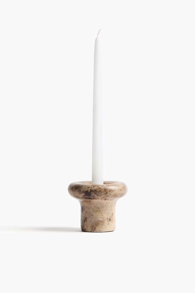 Marble candle holder - Brown/Marbled/Light beige/Marbled - 1
