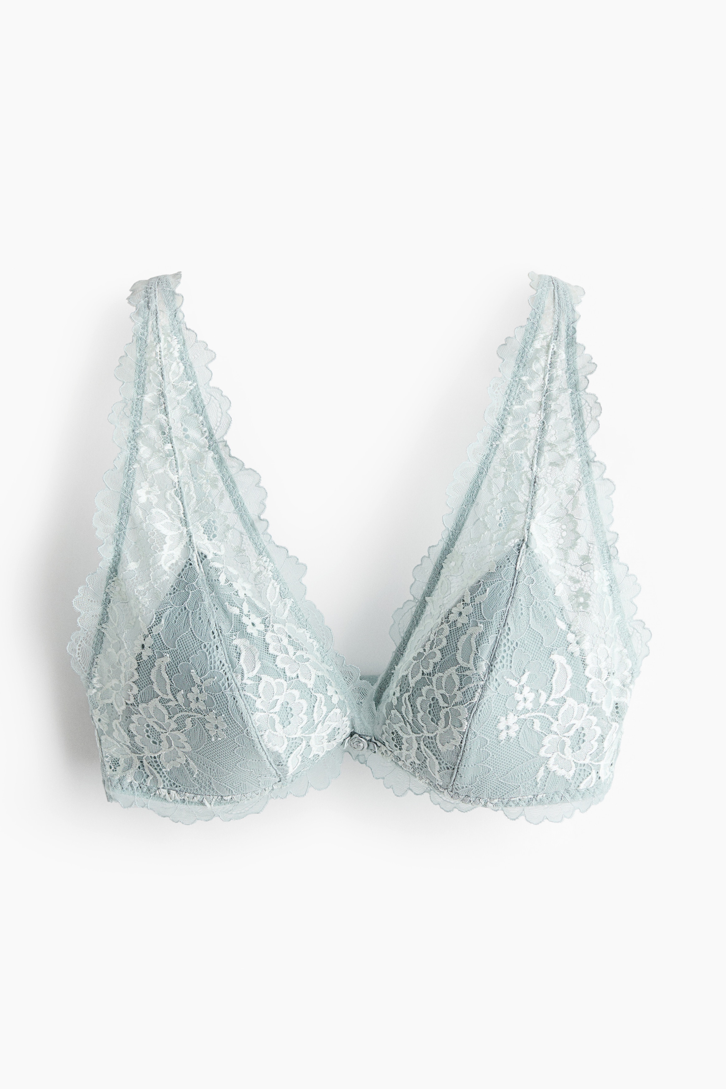 Padded soft lace bra - Light turquoise/Cream/Black
