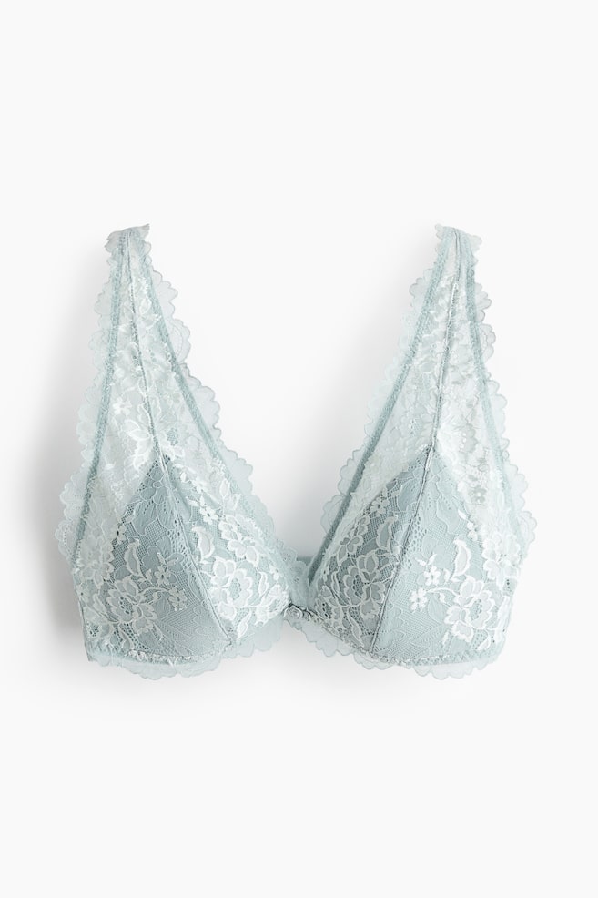 Padded soft lace bra - Light turquoise/Cream/Black - 1