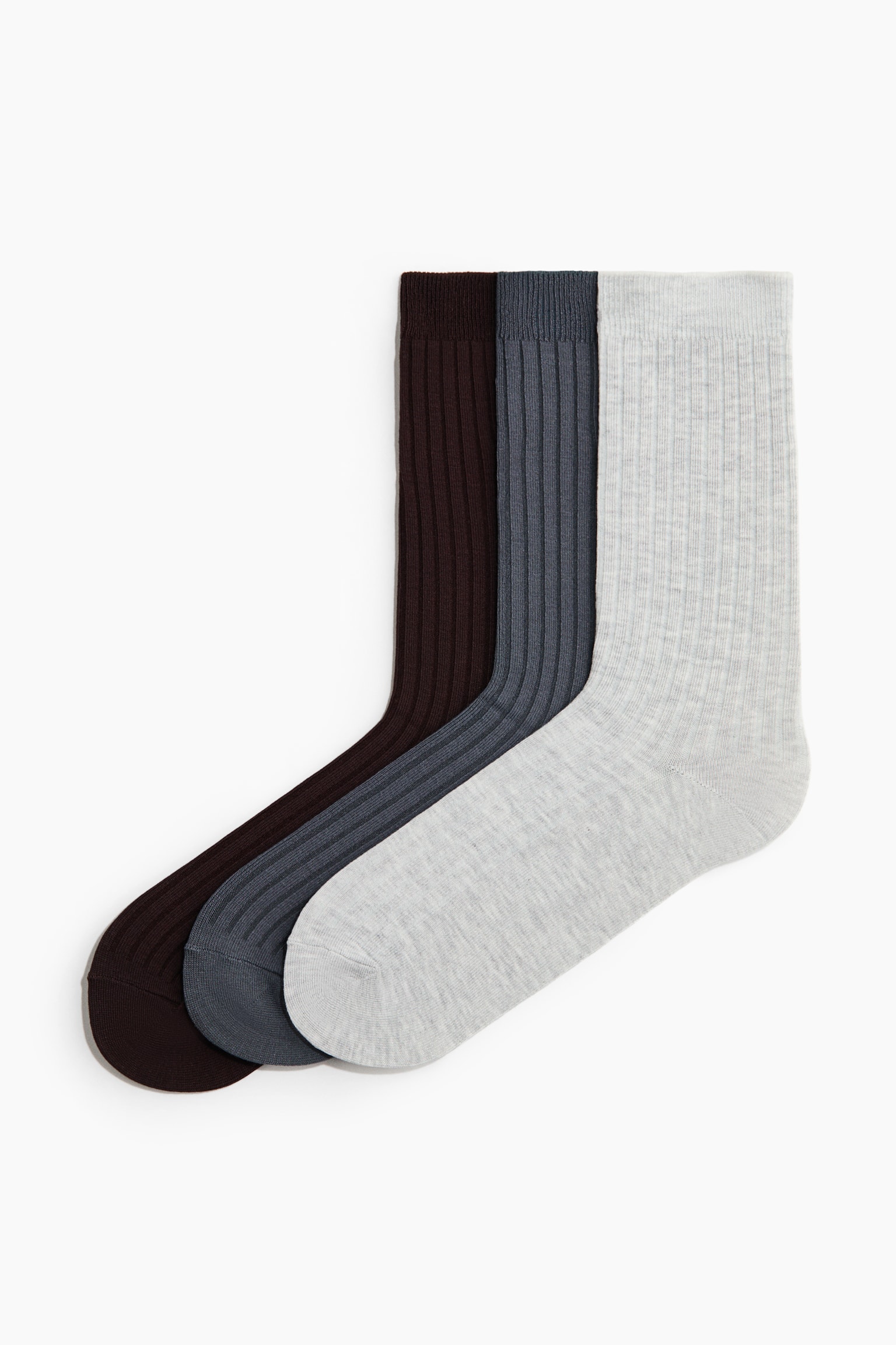 3-pack Calcetines en mezcla de viscosa de bambú - Gris jaspeado claro/Azul tenue/Azul marino/Negro/Crema