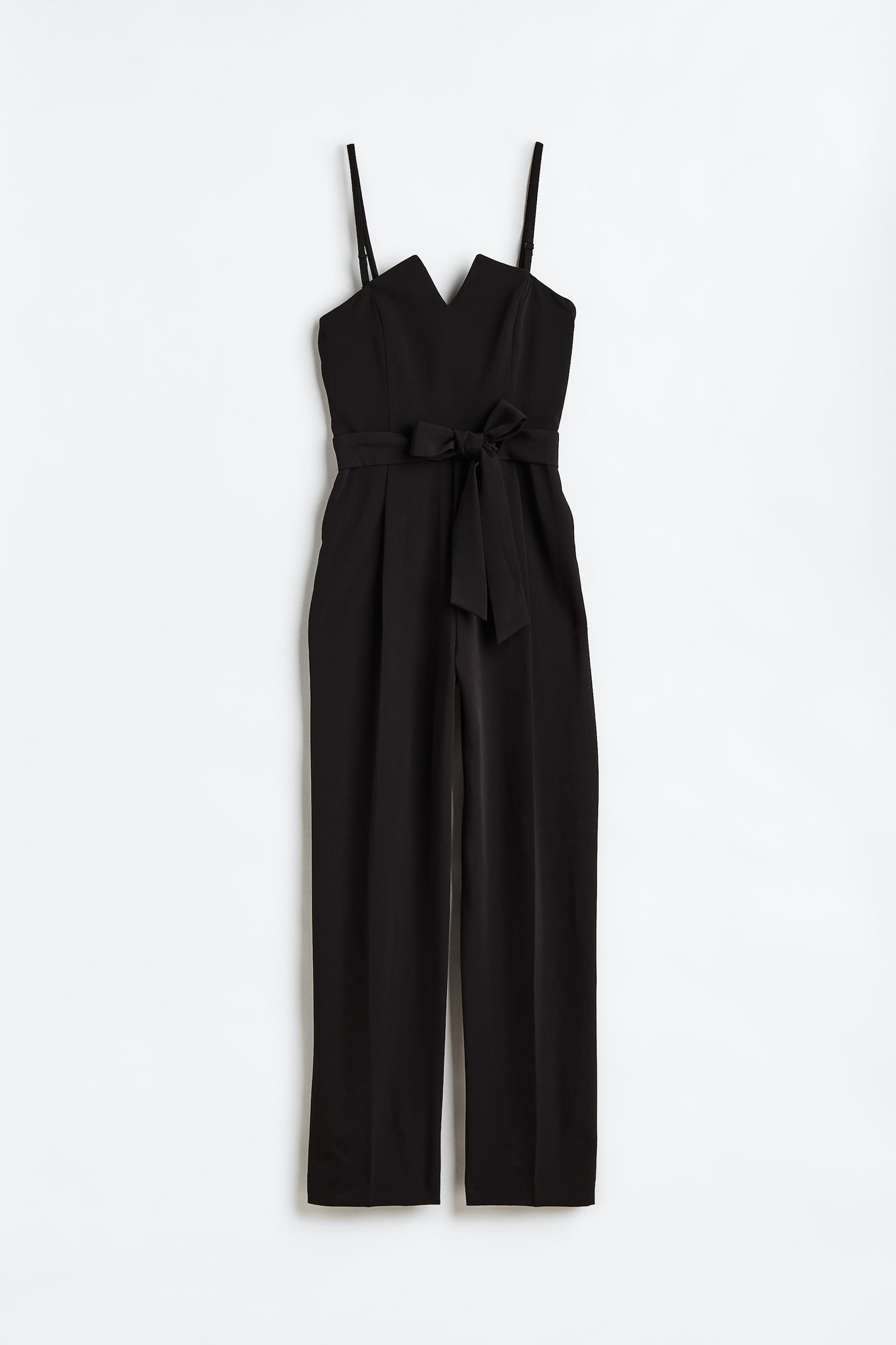 Tie-belt jumpsuit - Black/Black - 1