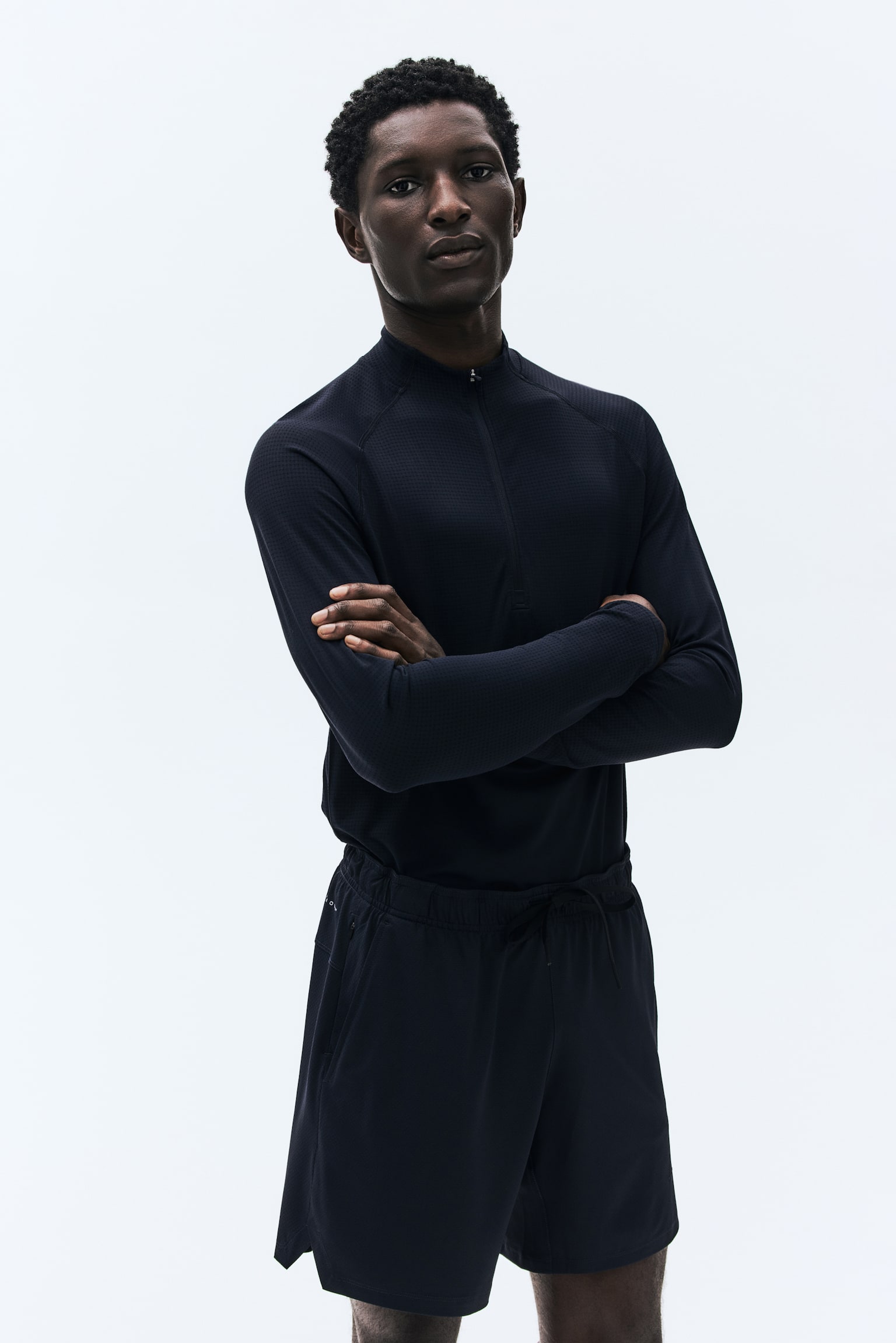 Muscle Fit Zip top sports top with DryMove™ - Navy blue/Brown/Brown - 4