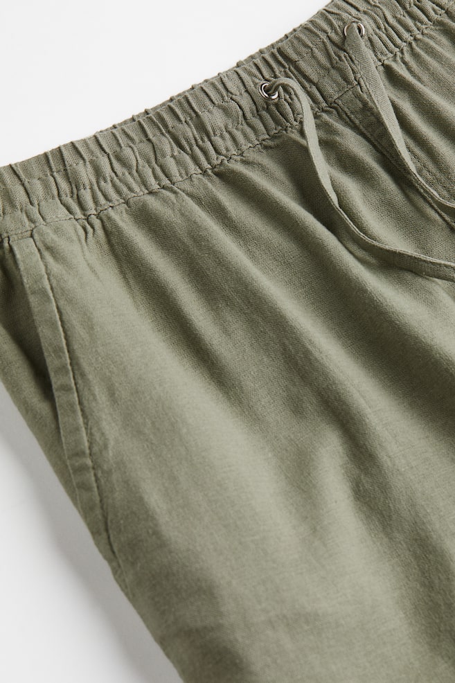 Linen-blend shorts - Khaki green/Black/Natural white/Blue/dc - 5