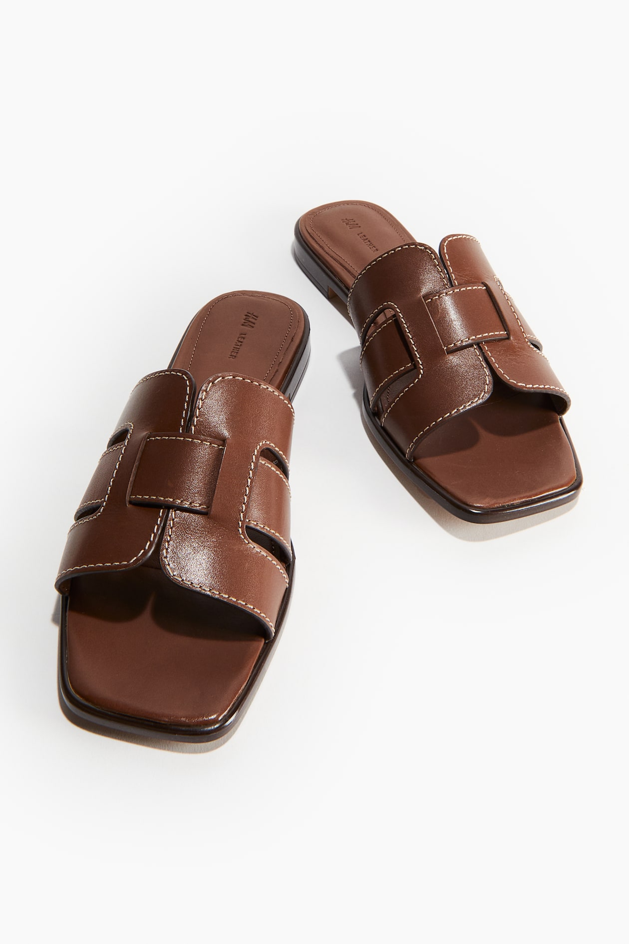 H&m Claquette H Marron Claquettes En Cuir Marron FEMME H&M FR