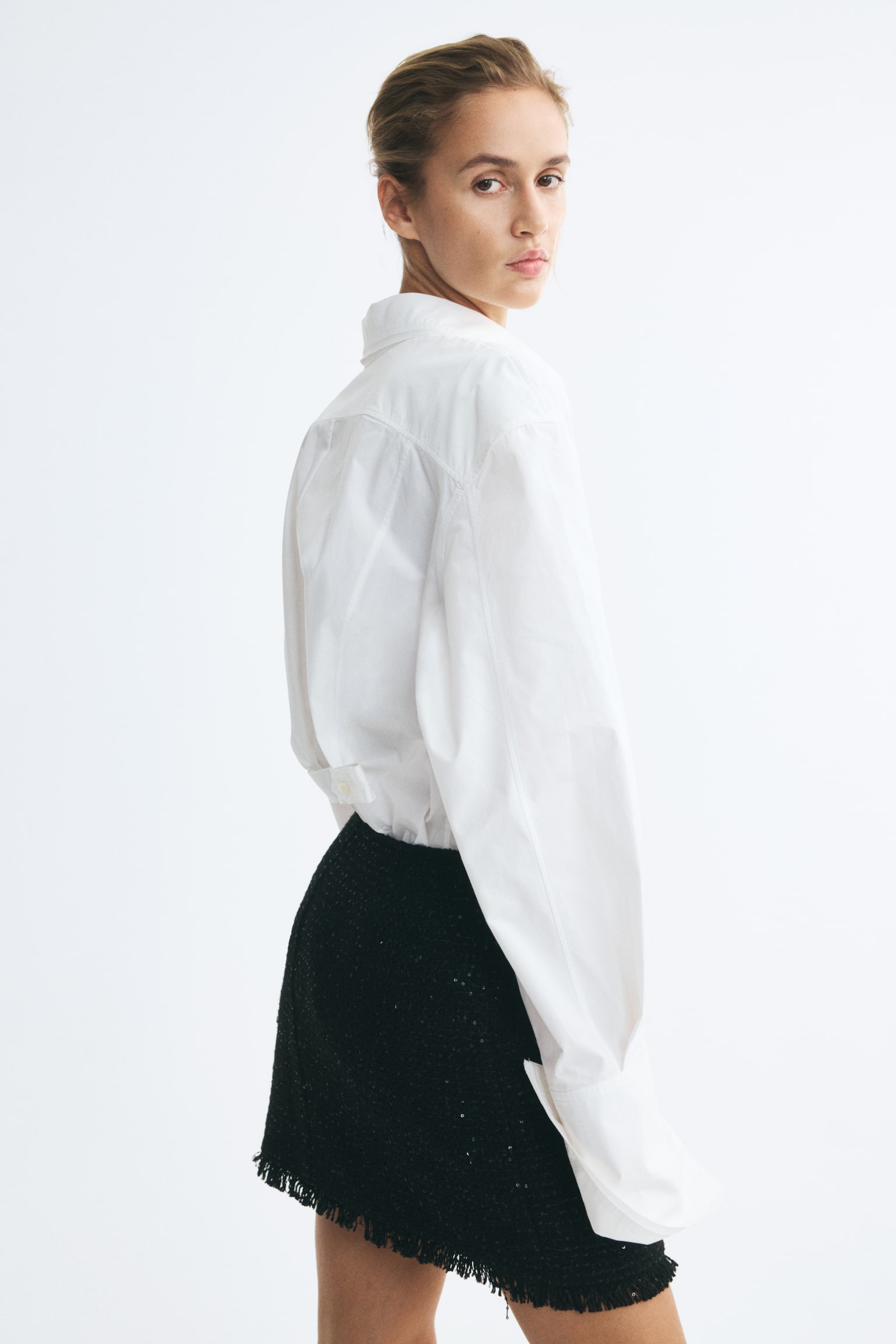 Женская юбка H&M из трикотажа букле с пайетками, цвет: Чёрный — фото 4