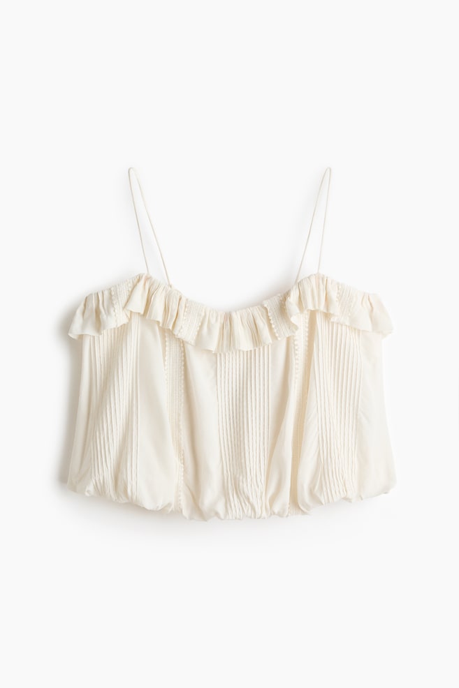 Bubble-hem strappy top - Cream - 1