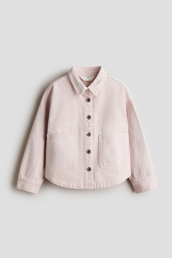 Cotton Twill Overshirt - Pale pink/Light khaki green - 1