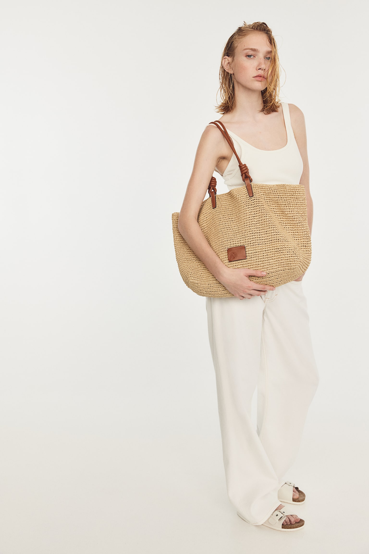 Straw Shopper - Beige/Brown - 4