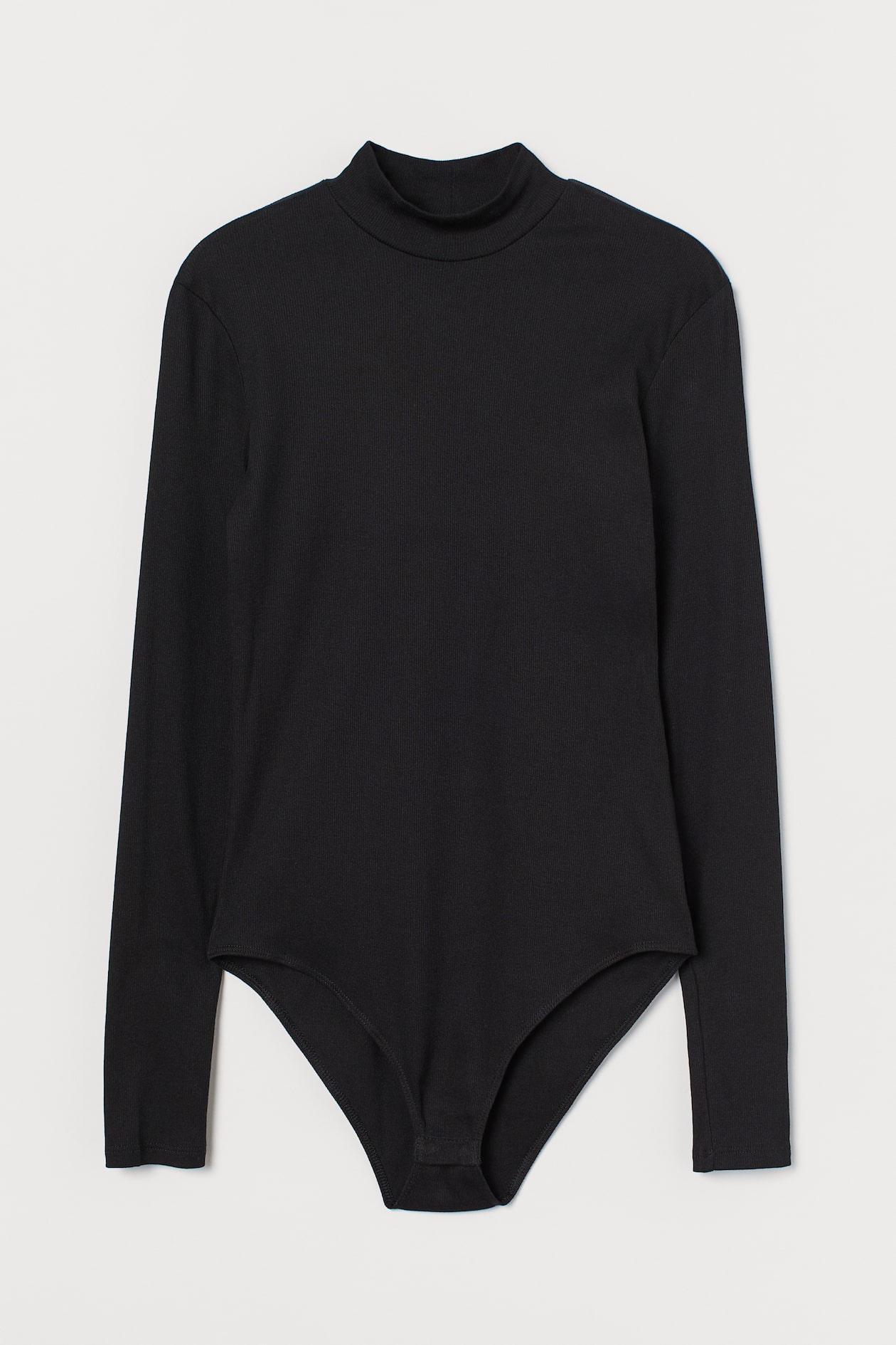 Ribbed Bodysuit - Long sleeve - Regular length - Black - Ladies | H&M US