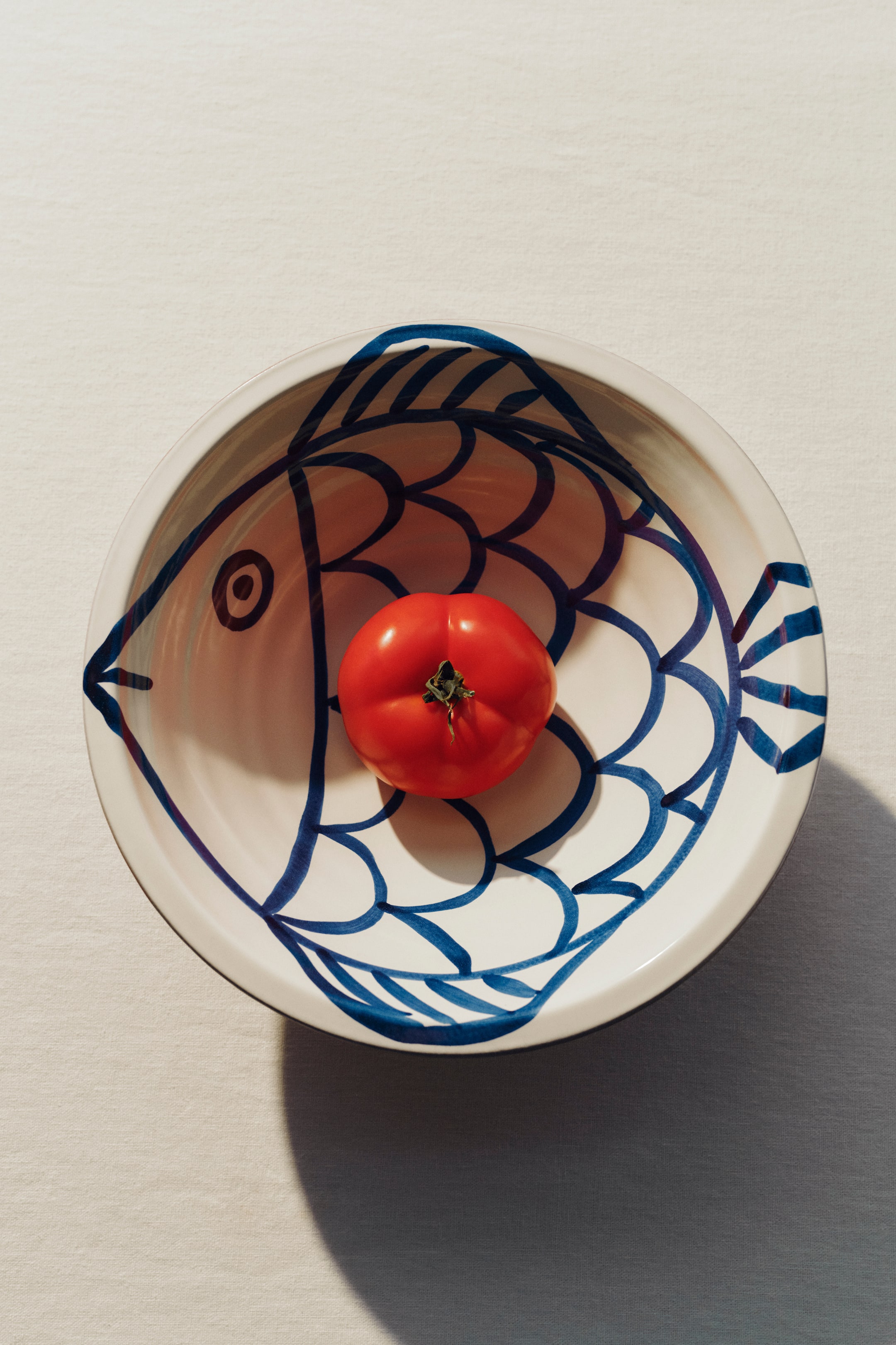 Hand-Painted Terracotta Serving Bowl