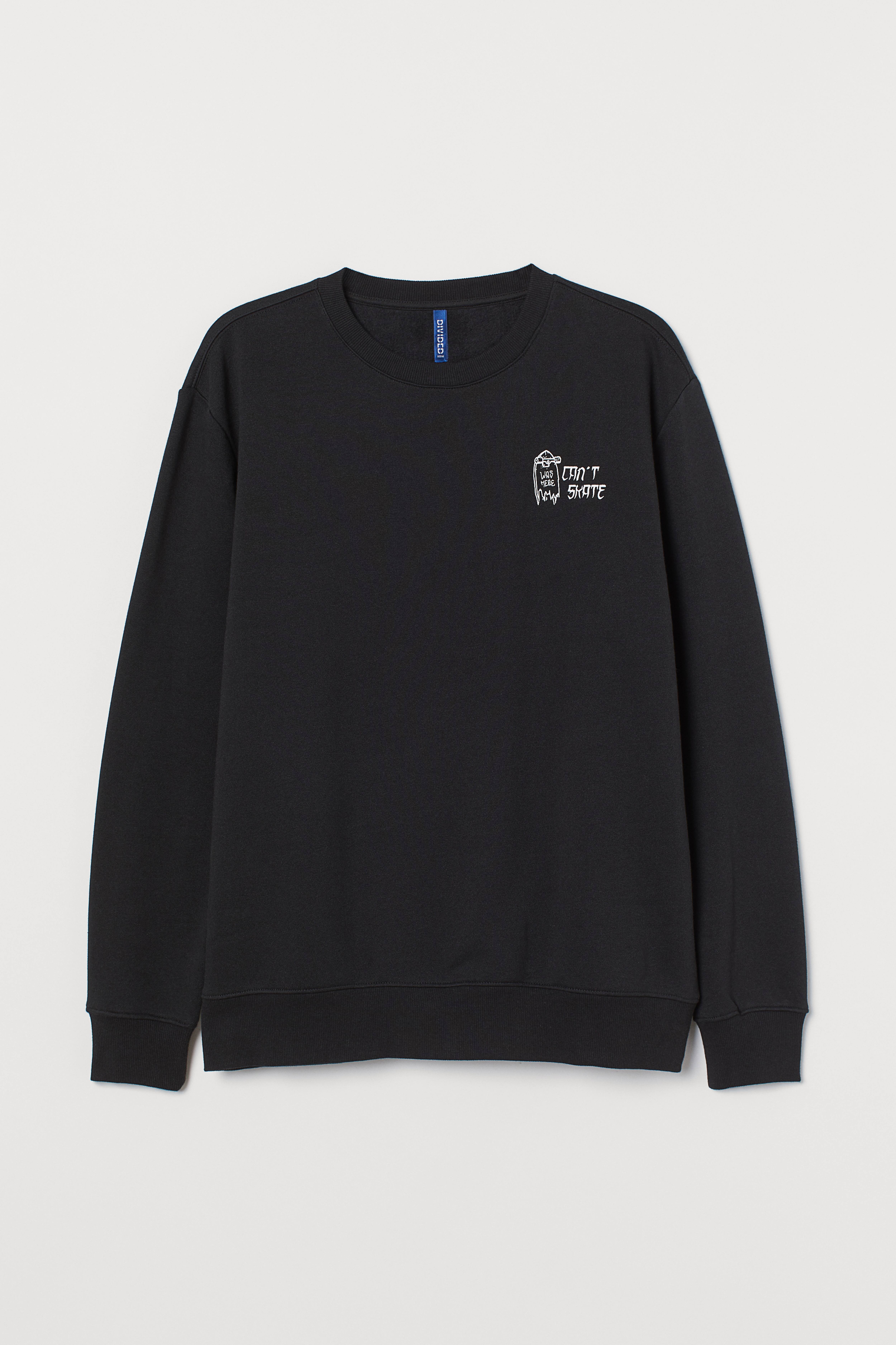 Black crew neck graphic sweatshirt sale