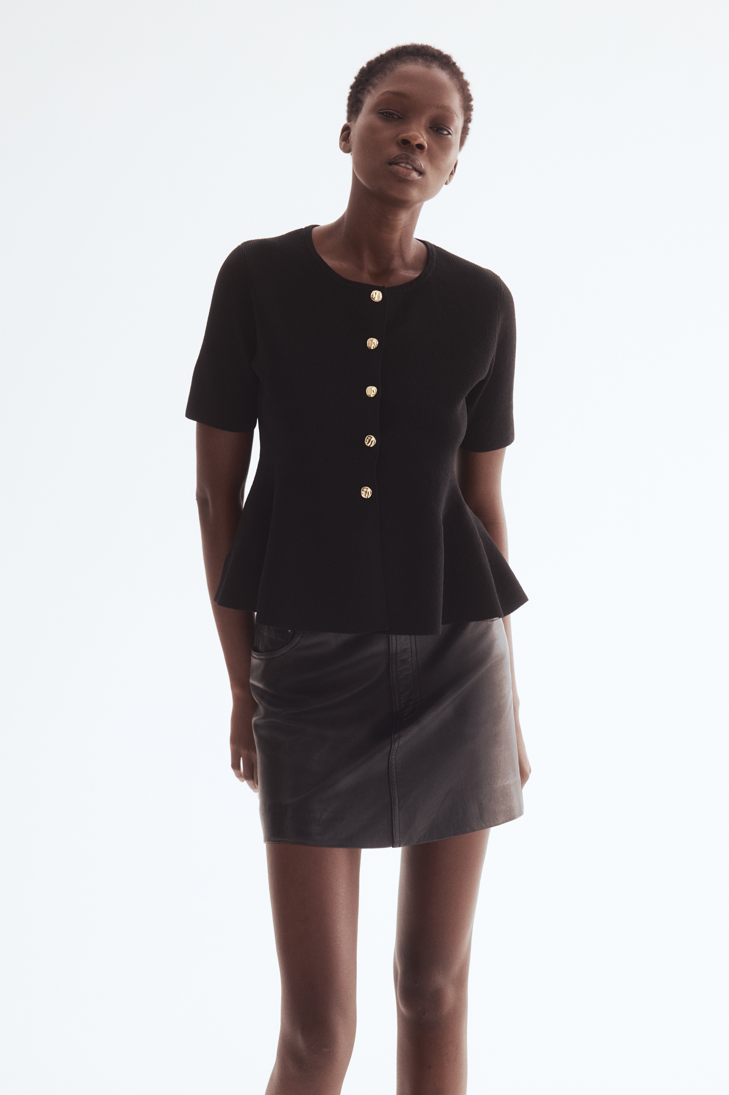 Adel peplum knit tops【andmary】 ANDMARY】Adel peplum knit tops