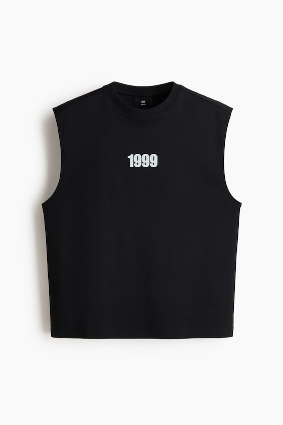 Мужские топы H&M Relaxed-Fit Printed Cotton Tank Top