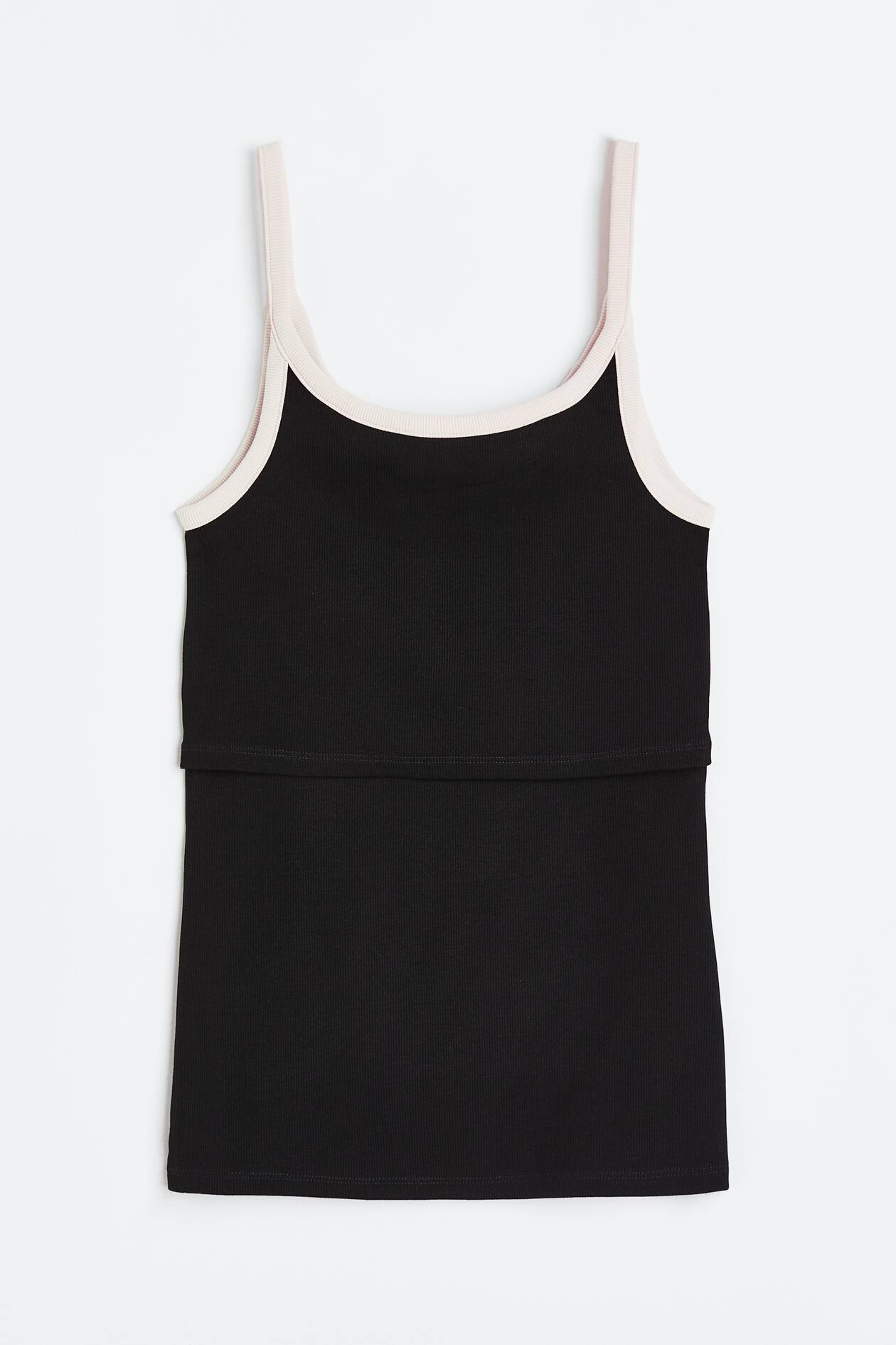 MAMA Nursing vest top Deep neckline Sleeveless Black/Cream